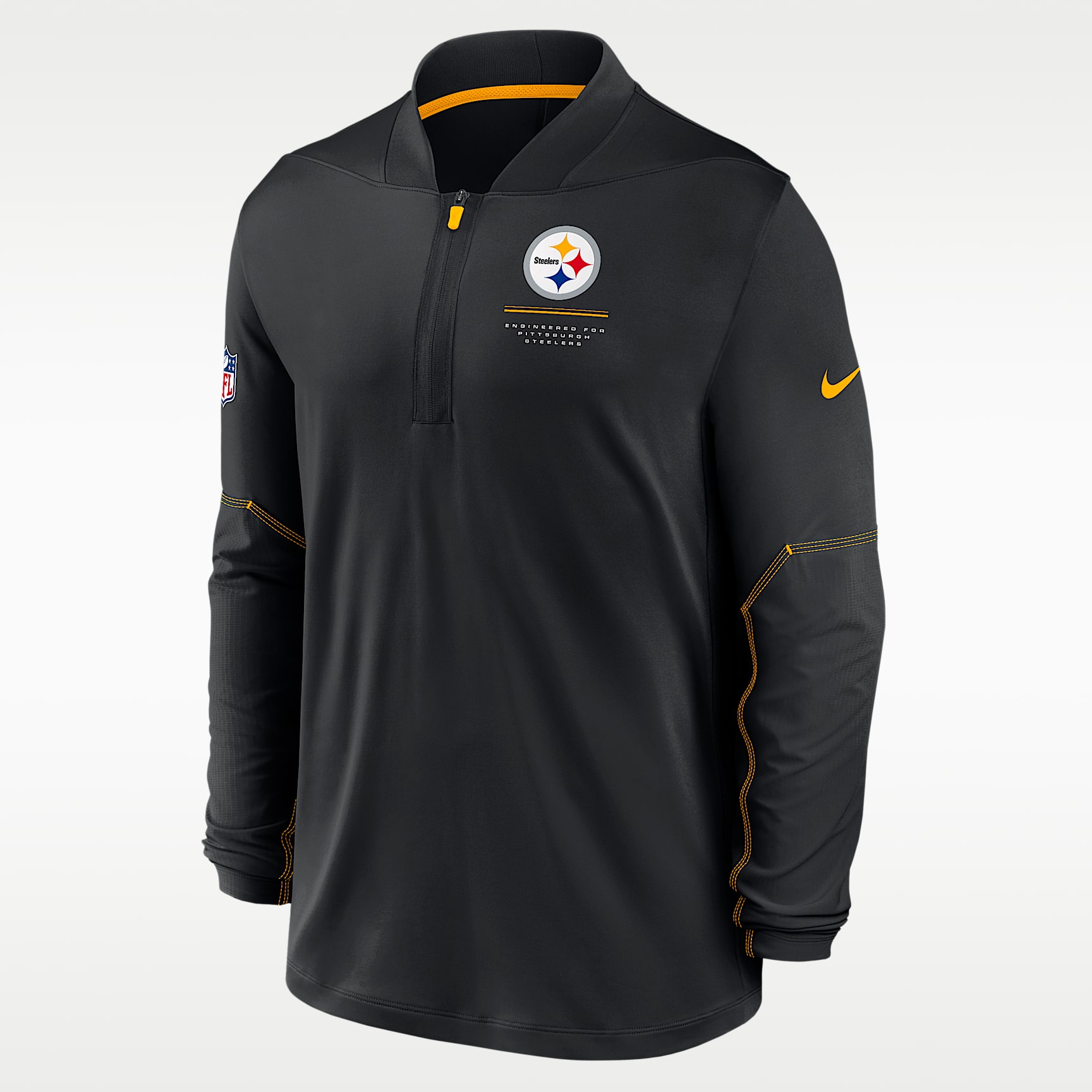 Playera Nike Dri-FIT de la NFL de medio cierre para hombre Pittsburgh Steelers Sideline