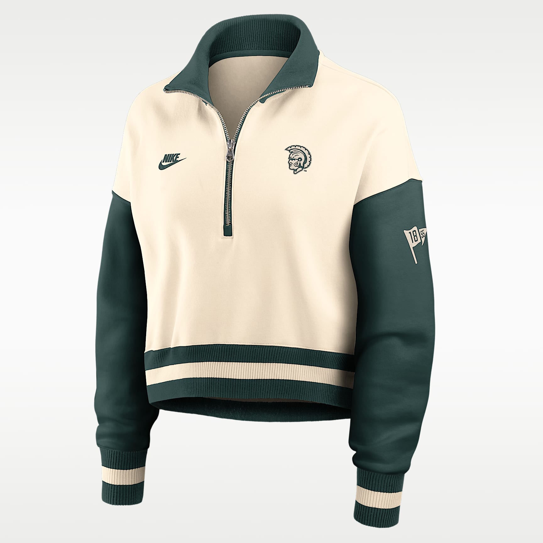 Michigan State Legacy Women's Nike College Cropped Oversized 1/4-Zip Crew