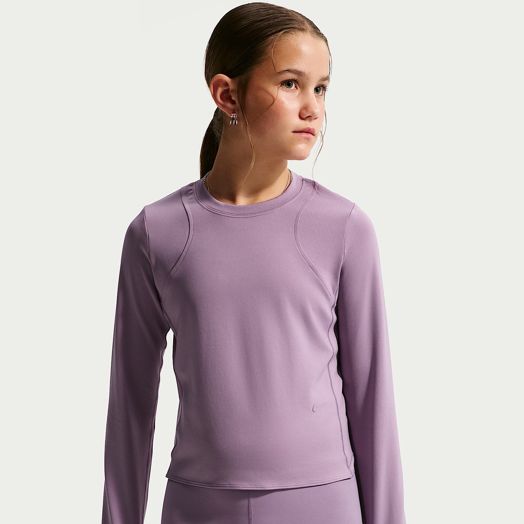 Ribbad långärmad tröja Nike Mavn Dri-FIT för tjejer