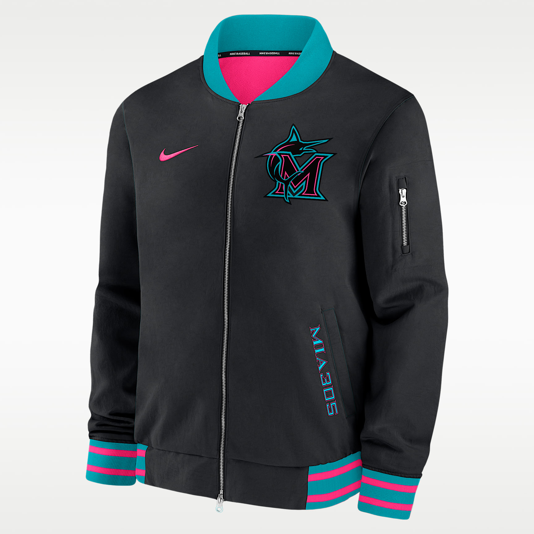 Miami Marlins Authentic Collection City Connect Men's Nike MLB Full-Zip Bomber Jacket