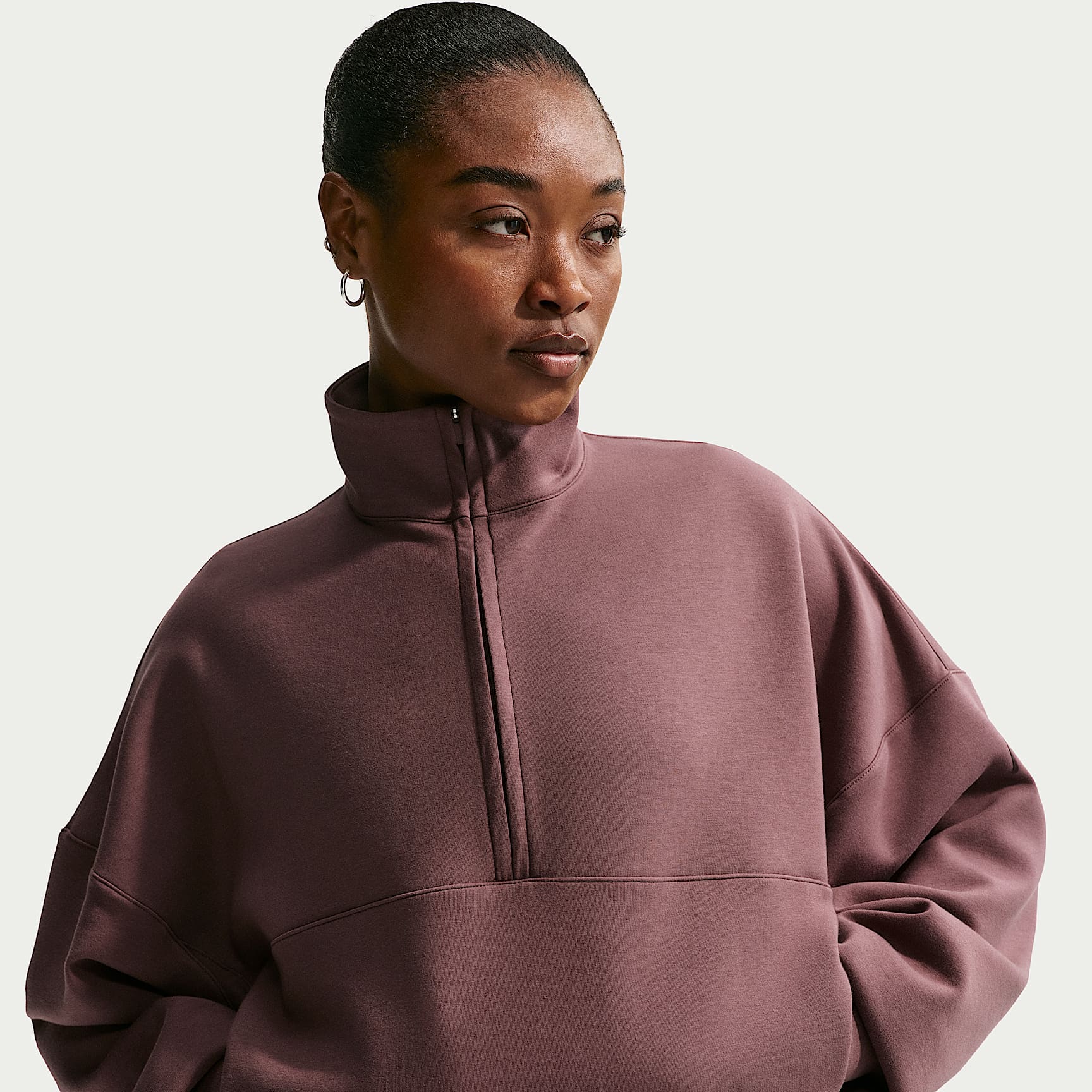 Playera Dri-FIT oversized de medio cierre para mujer Nike 24.7 ImpossiblySoft