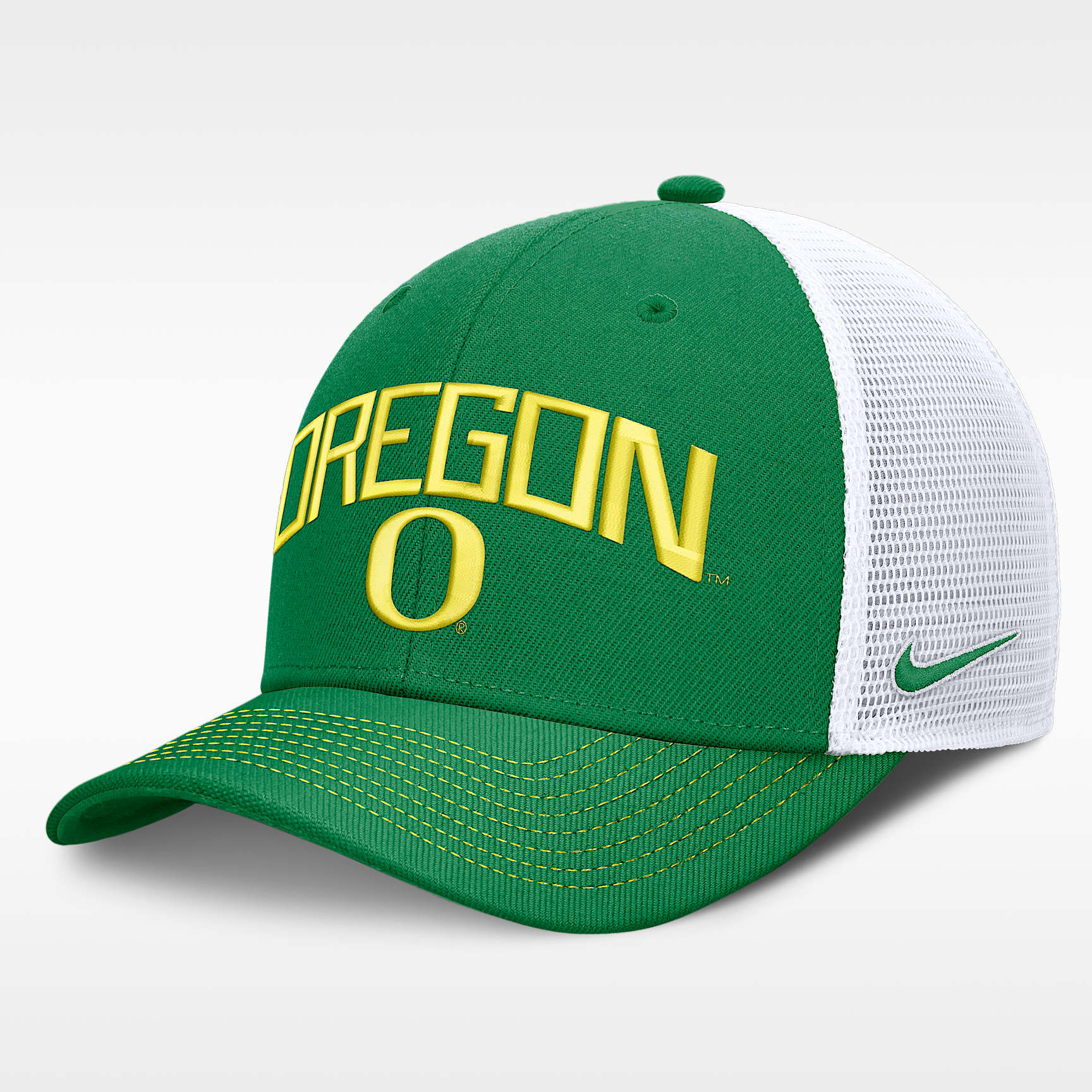 Gorra de rejilla universitaria Nike Dri-FIT ajustable para hombre Oregon Primetime Arched