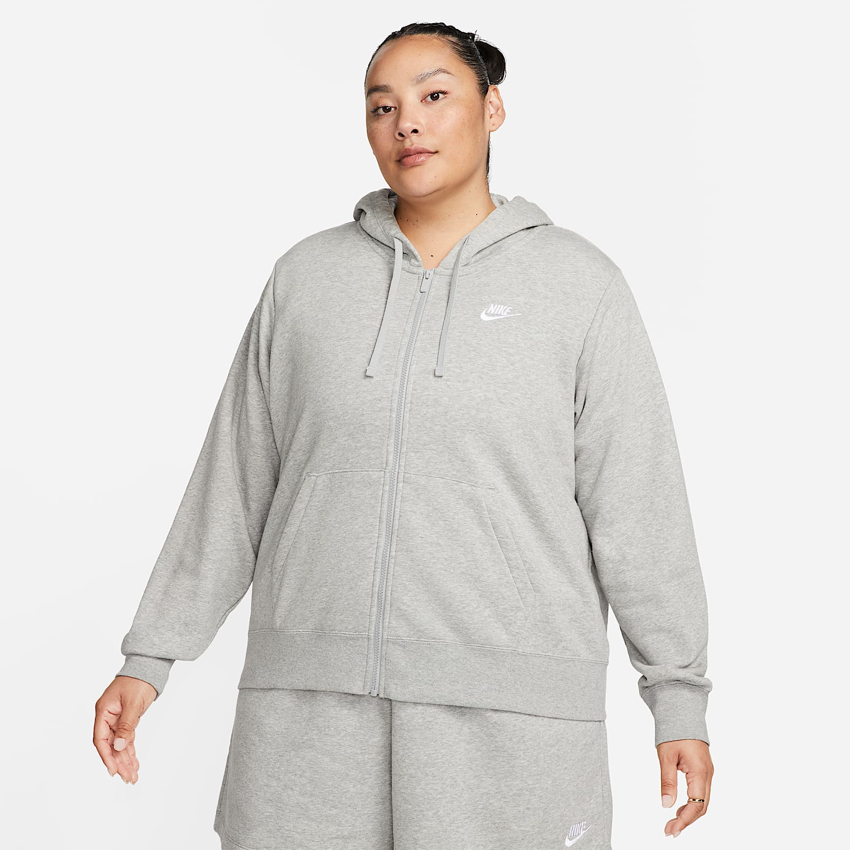 Sudadera con gorro de cierre completo para mujer Nike Sportswear Club Fleece (talla grande)