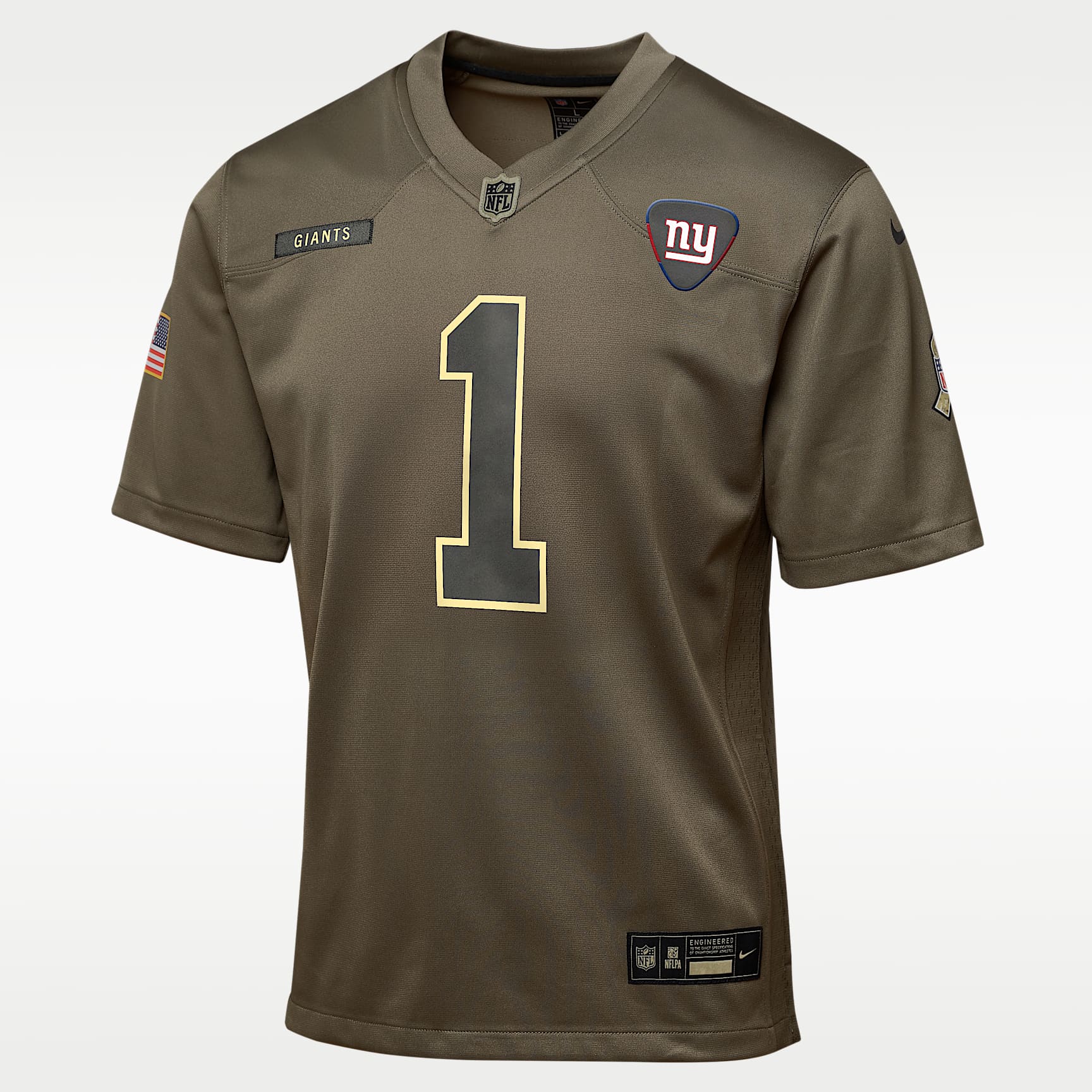 Jersey para niños talla grande Nike de la NFL Game de Malik Nabers de los New York Giants Salute to Service