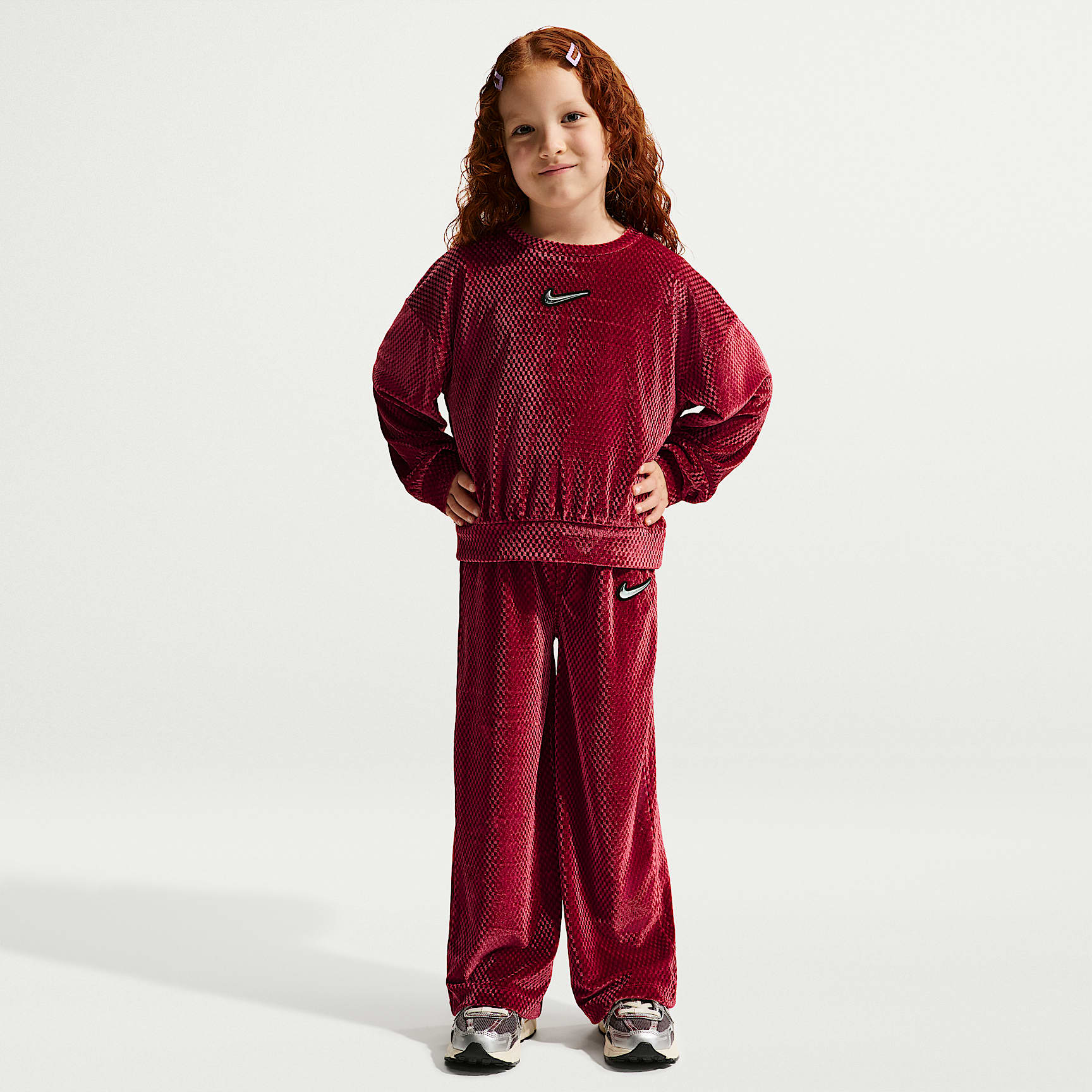 Nike Little Kids' Swoosh Sparkle 2-Piece Velvet Pants Set