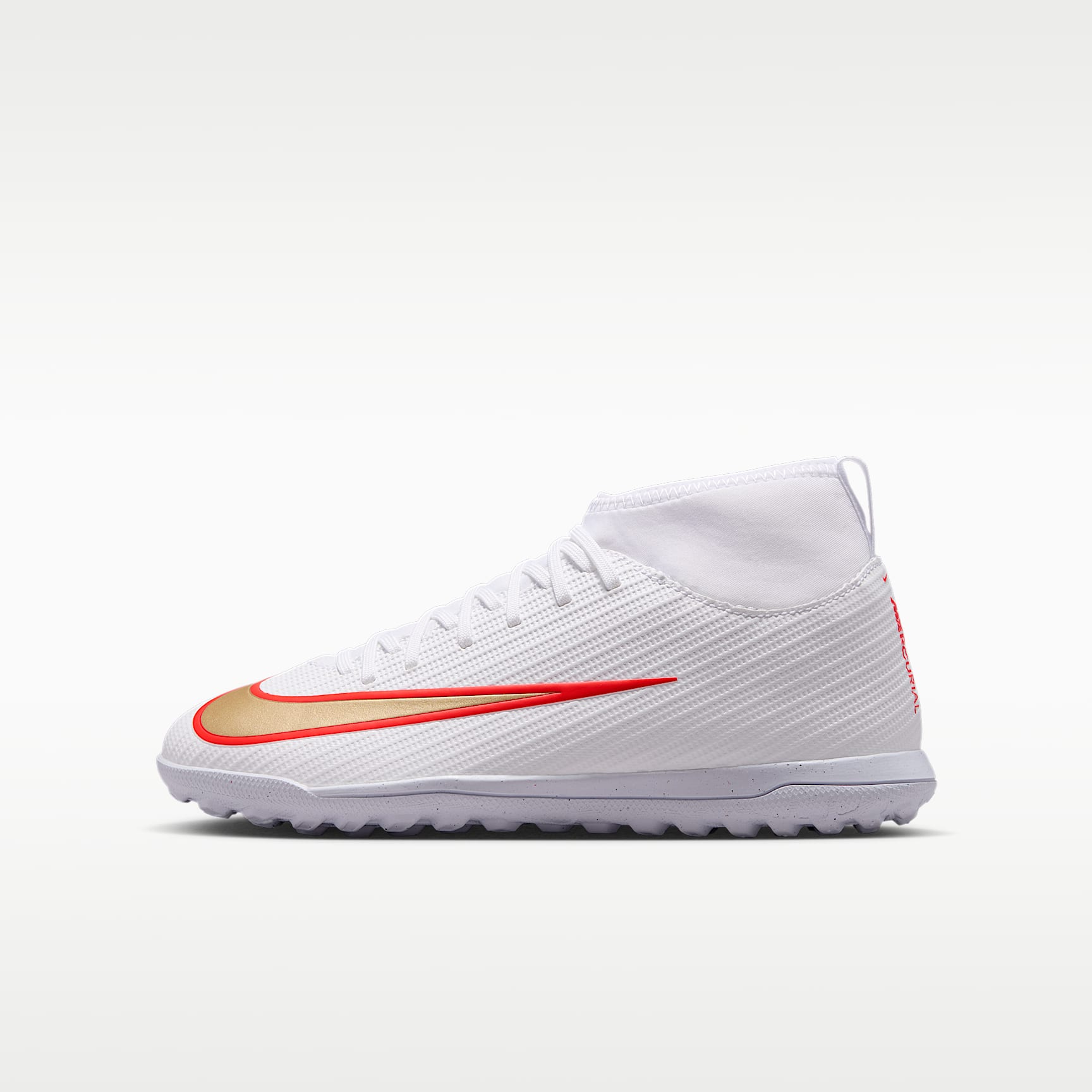 Tacos de futbol para pasto sintético (turf) de corte high para niños grandes Nike Jr. Mercurial Superfly 11 Club