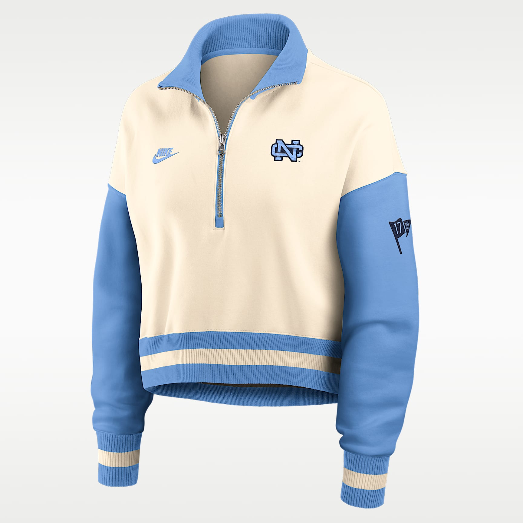 North Carolina Legacy Women's Nike College Cropped Oversized 1/4-Zip Crew
