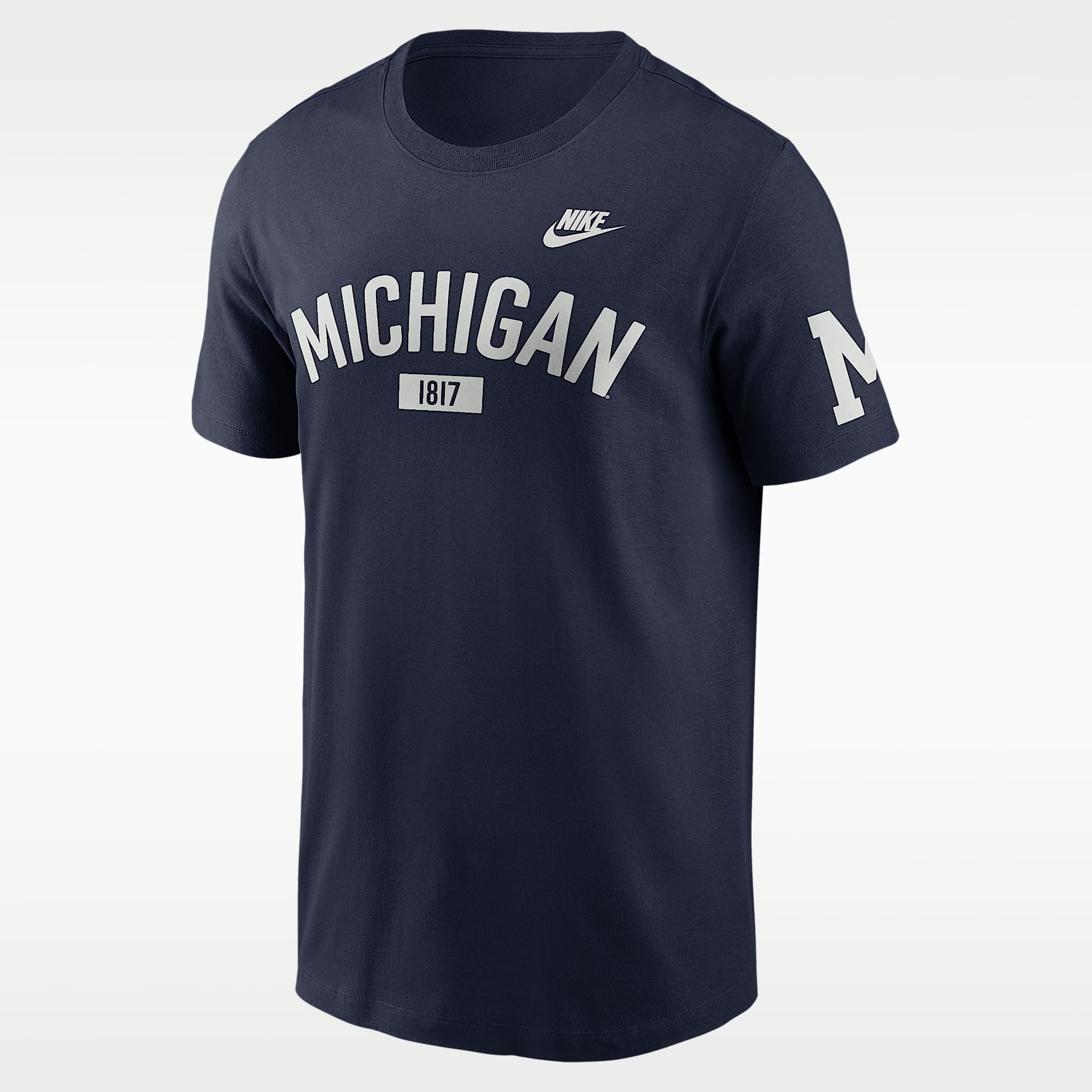 Playera universitaria Nike para hombre Michigan Legacy Arch 2-Hit