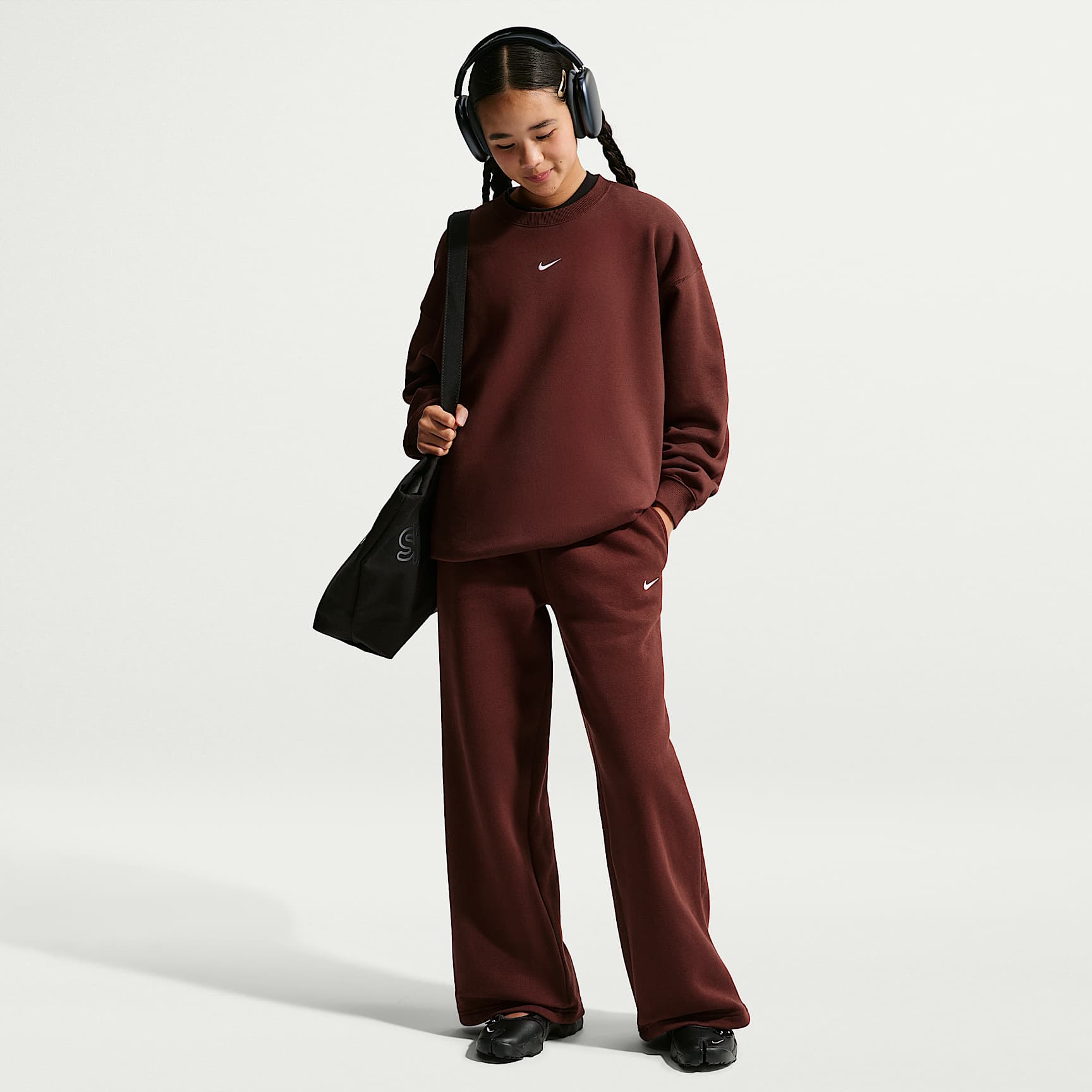 Pants con dobladillo abierto para niña Nike Sportswear Studio Fleece