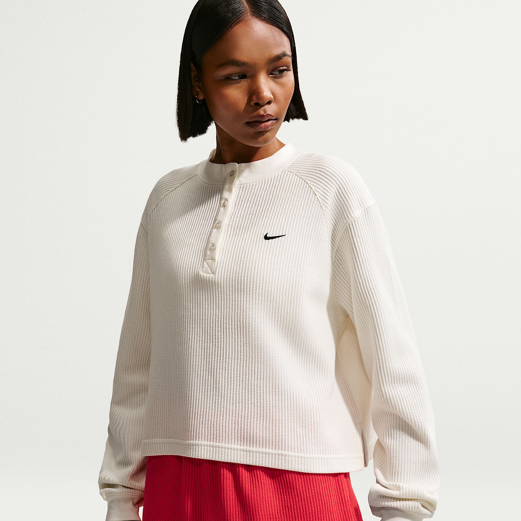 Nike Sportswear Chill Waffle Women's Oversized Long-Sleeve Henley Top
