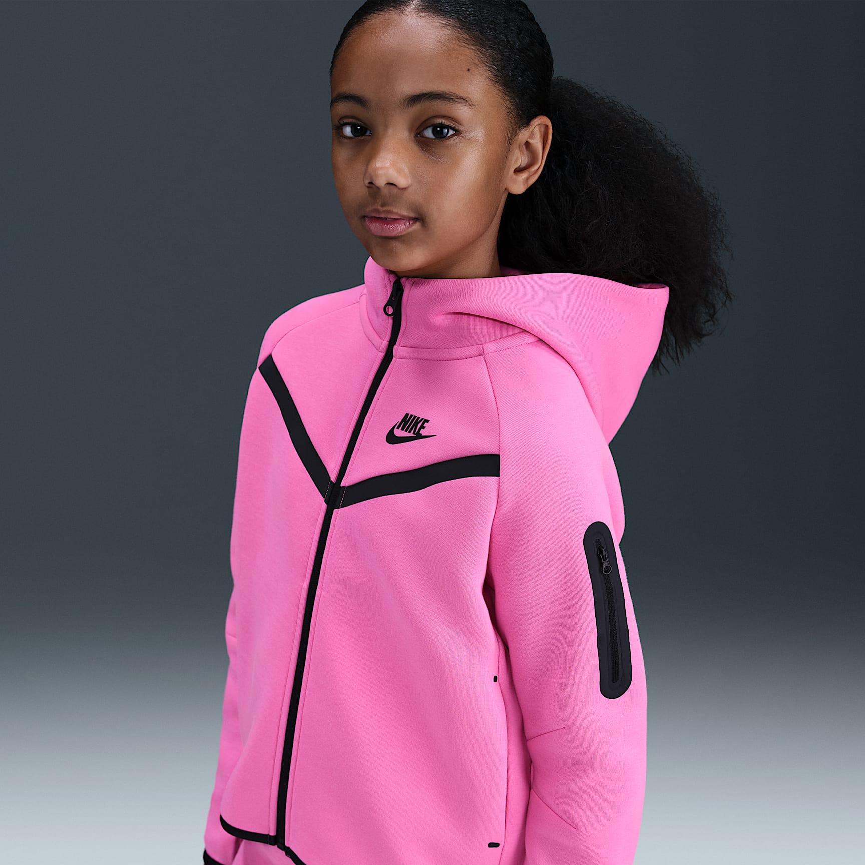 Sudadera con gorro de cierre completo para niña Nike Sportswear Tech Fleece