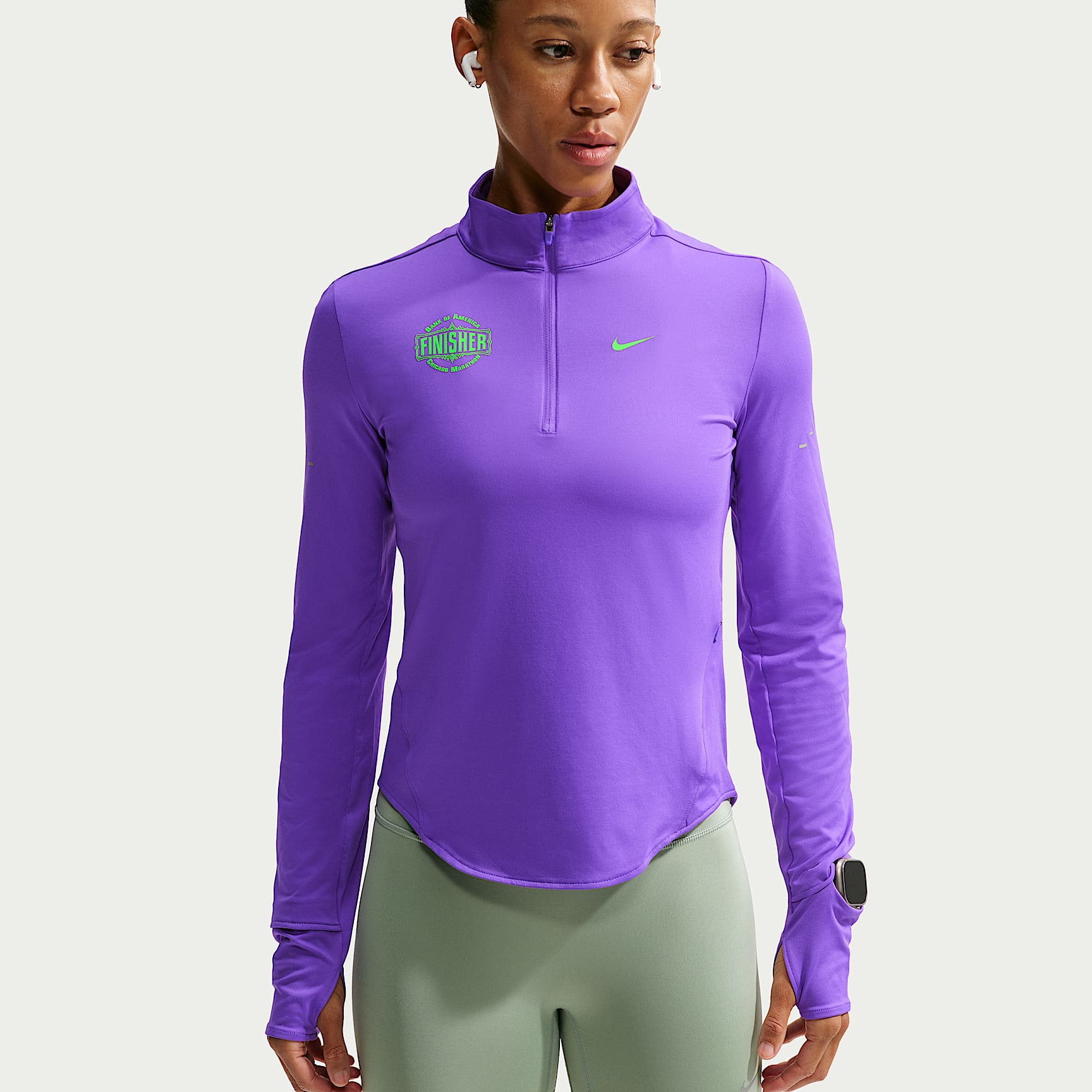 Playera de correr Dri-FIT con protección contra los rayos UV de cierre de 1/4 para mujer Nike Swift
