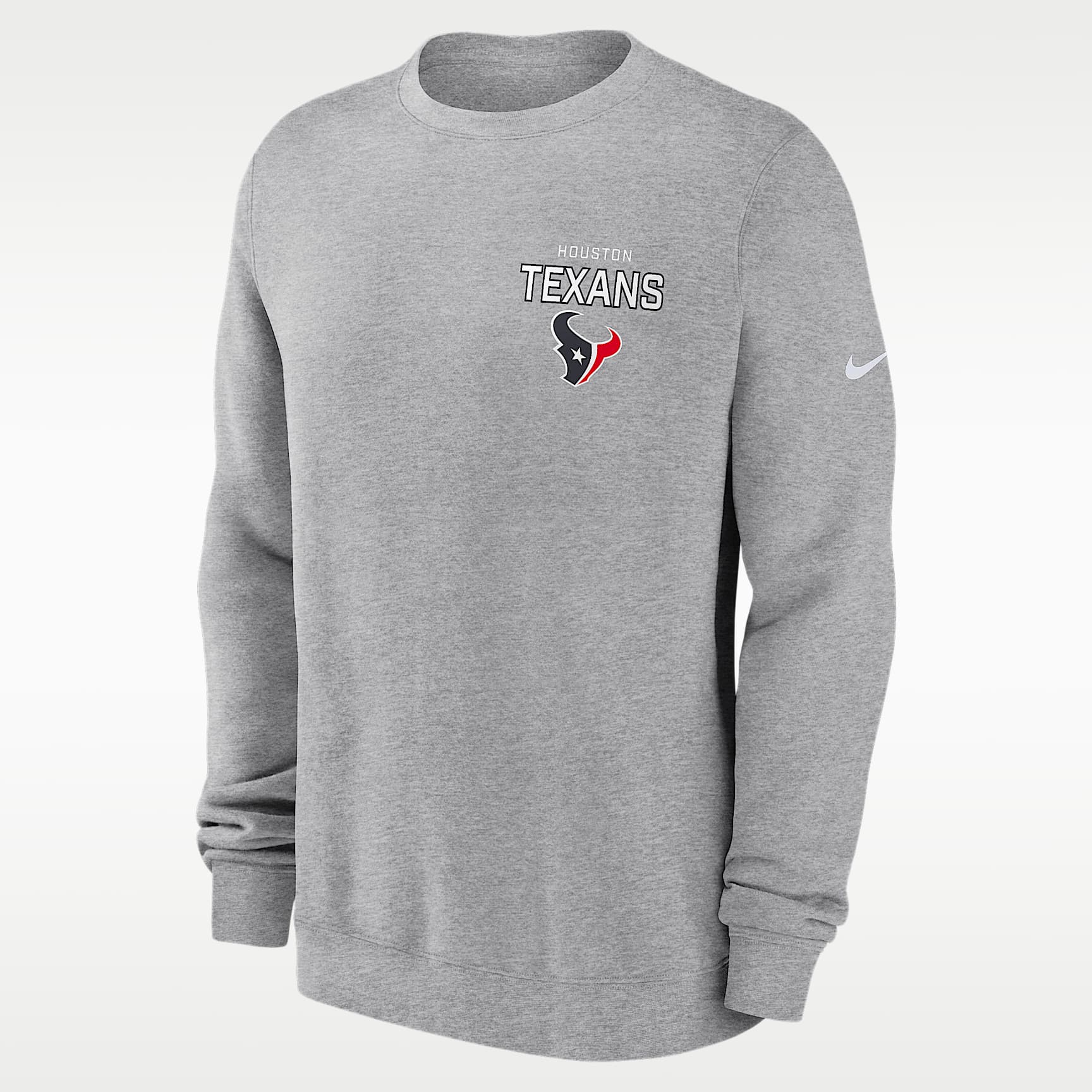 Sudadera de cuello redondo sin cierre Nike de la NFL para hombre Houston Texans Draw Block Club