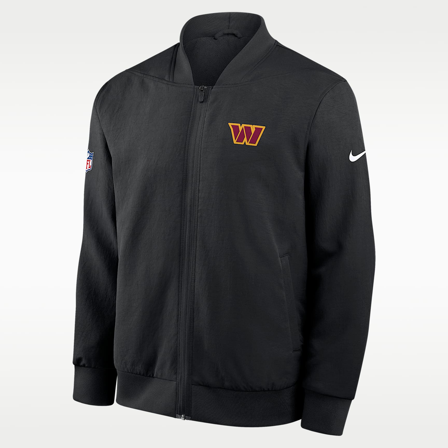 Chamarra bomber Nike de la NFL de cierre completo para hombre Washington Commanders Sideline