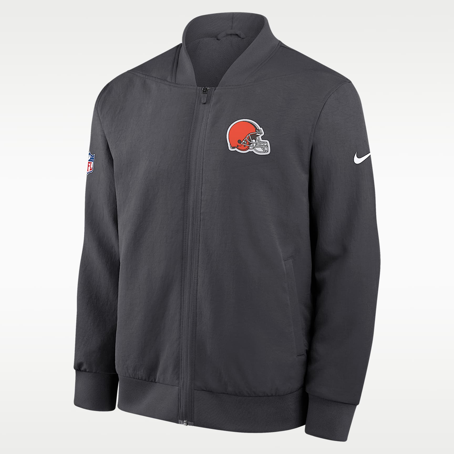 Chamarra bomber de cierre completo Nike de la NFL para hombre Cleveland Browns Sideline