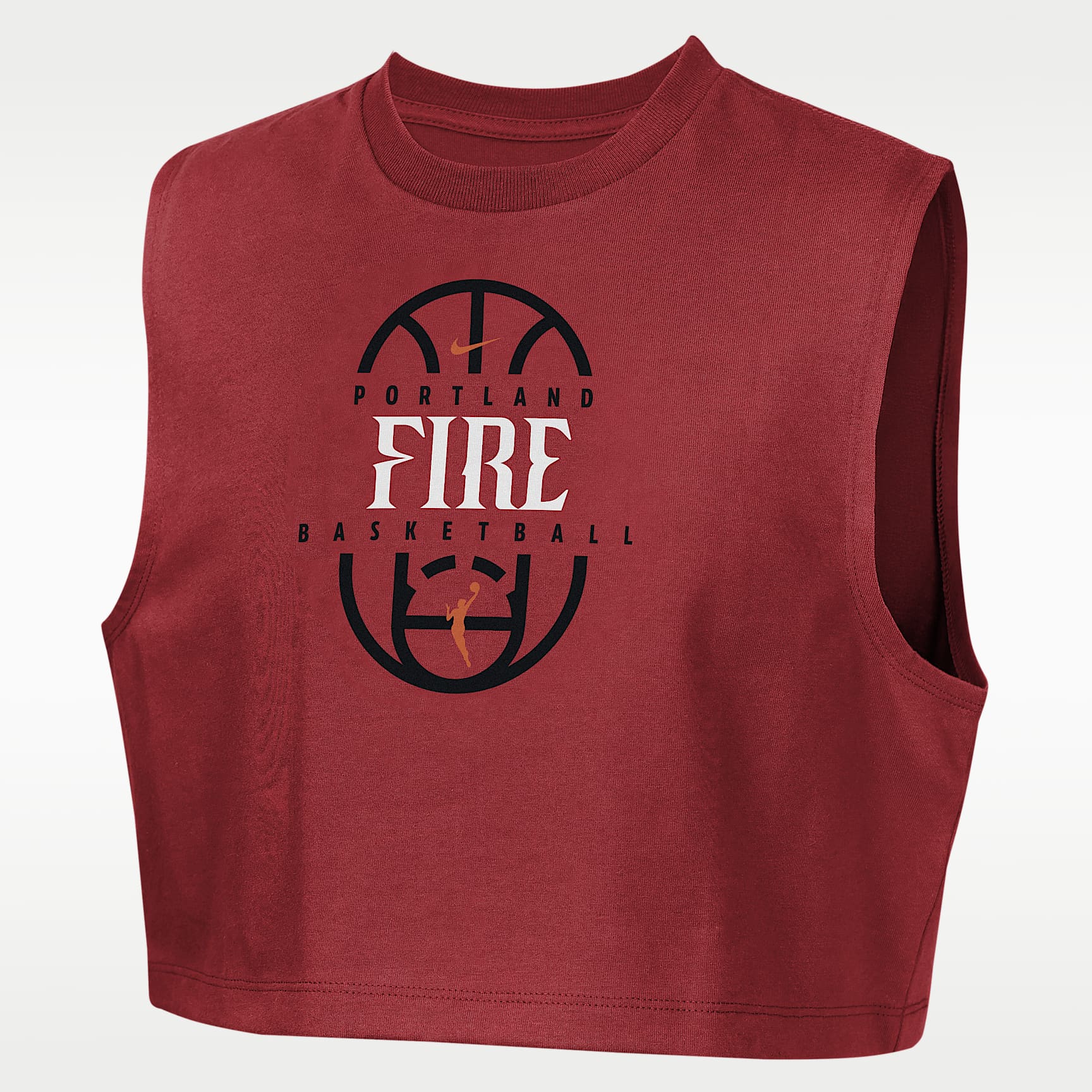 Playera cropped sin mangas para niñas talla grande Portland Fire Nike Authentics