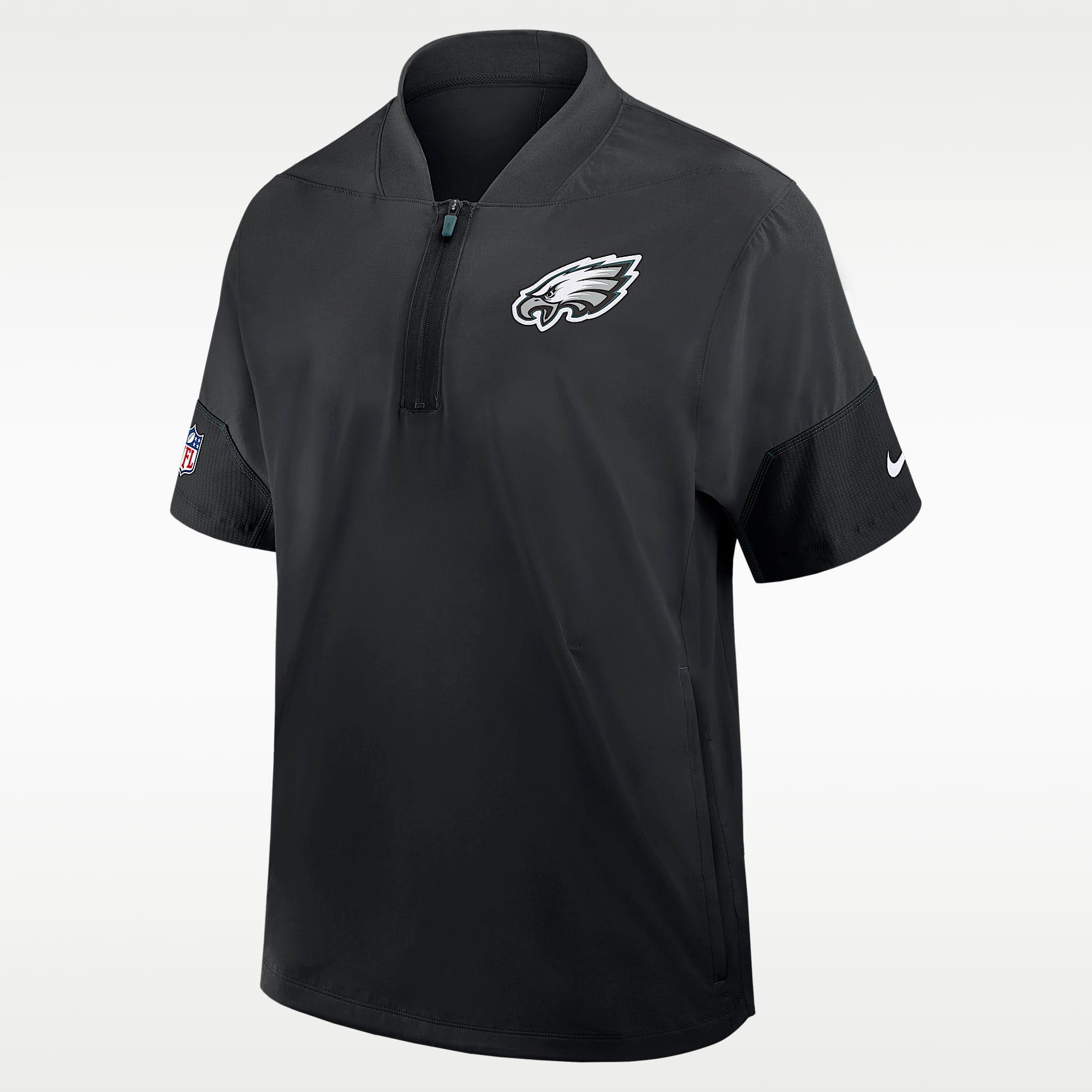 Chamarra de manga corta Nike de la NFL con gorro y medio cierre para hombre Philadelphia Eagles Sideline Coach