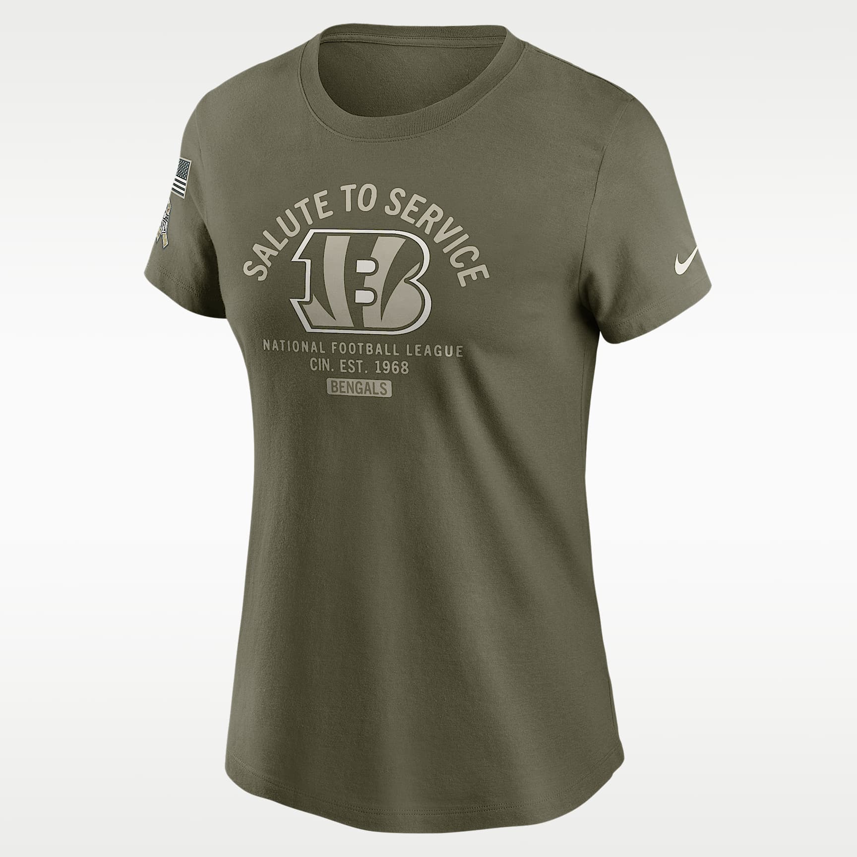 Playera Nike de la NFL para mujer Cincinnati Bengals Salute to Service Sideline