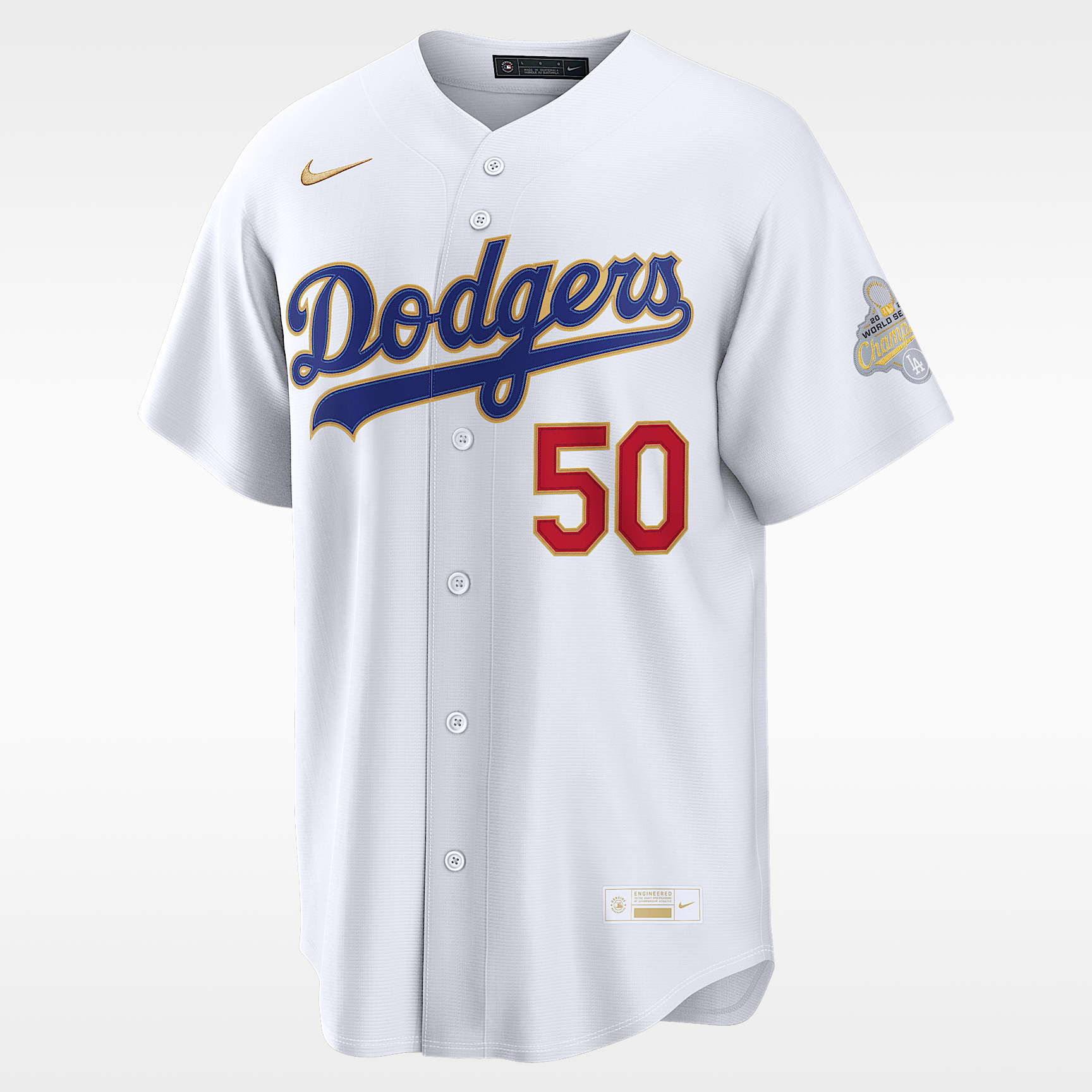 Mookie Betts Los Angeles Dodgers 2025 World Series Champion Gold Series Men's Nike MLB Stadium Jersey