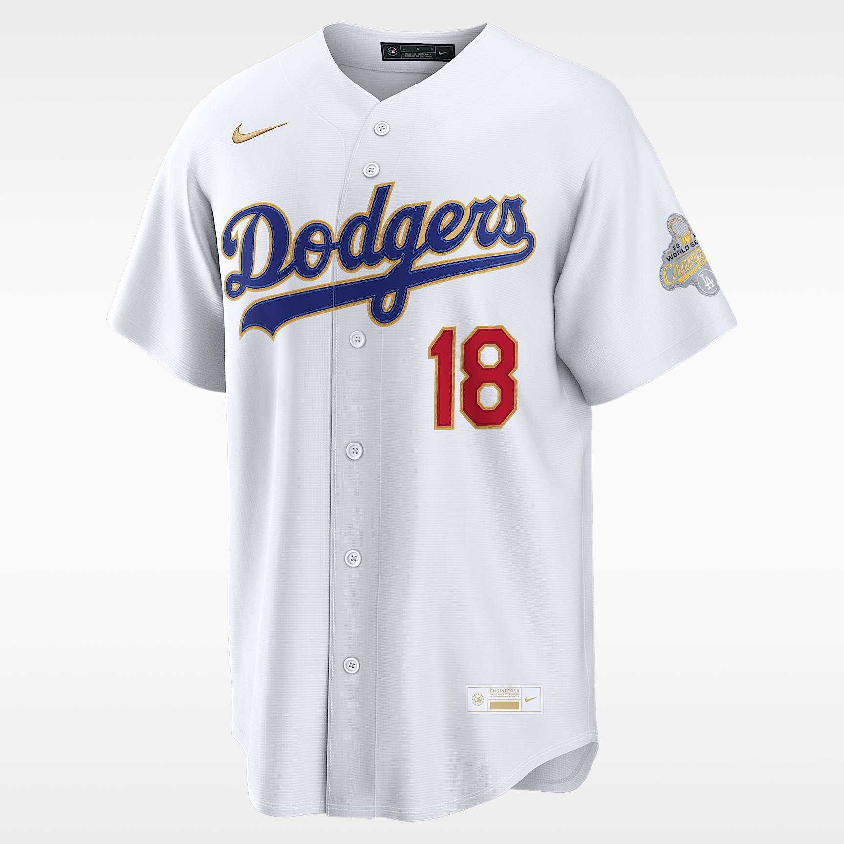 Yoshinobu Yamamoto Los Angeles Dodgers 2025 World Series Champion Gold Series Men's Nike MLB Stadium Jersey