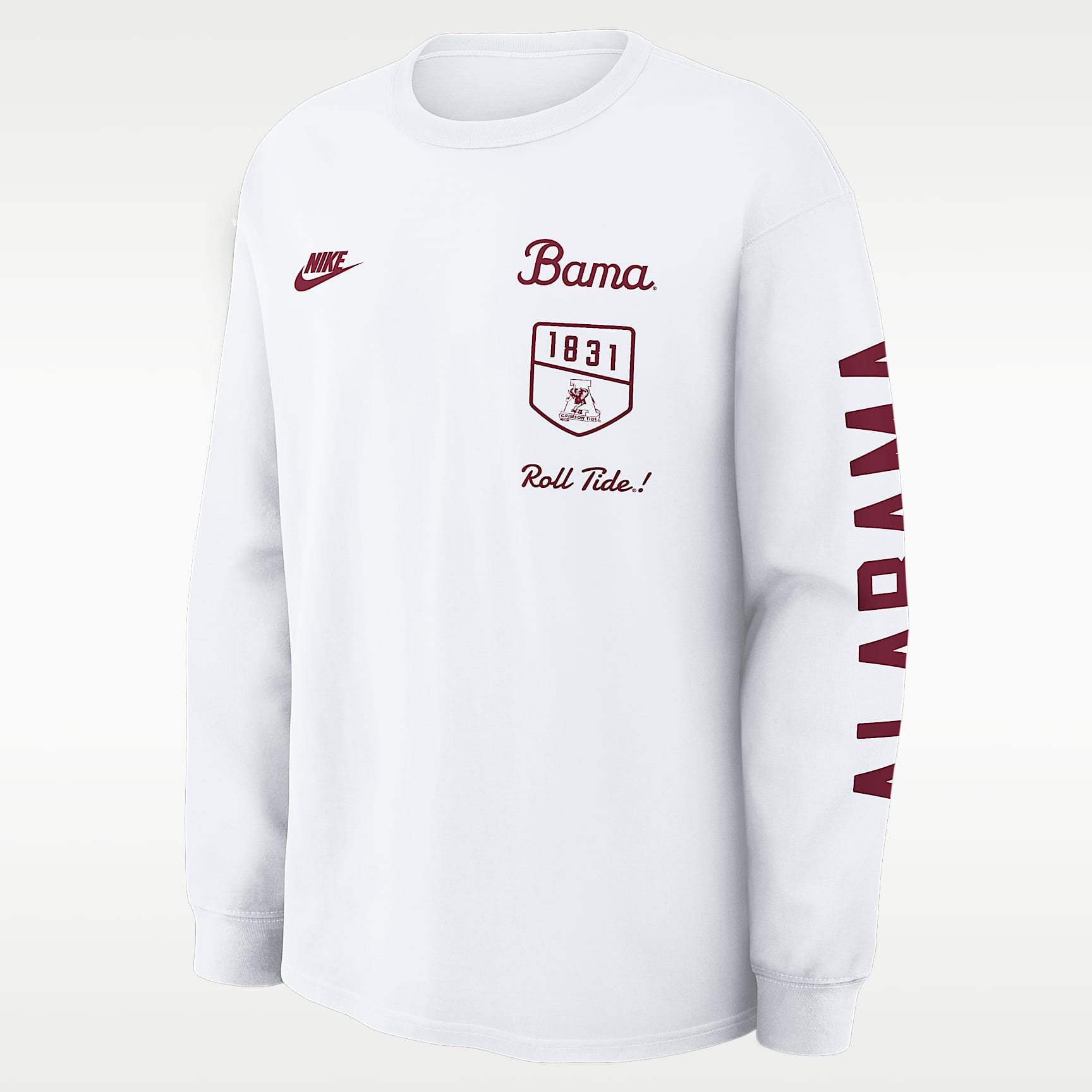 Playera de manga larga universitaria Nike para hombre Alabama Legacy