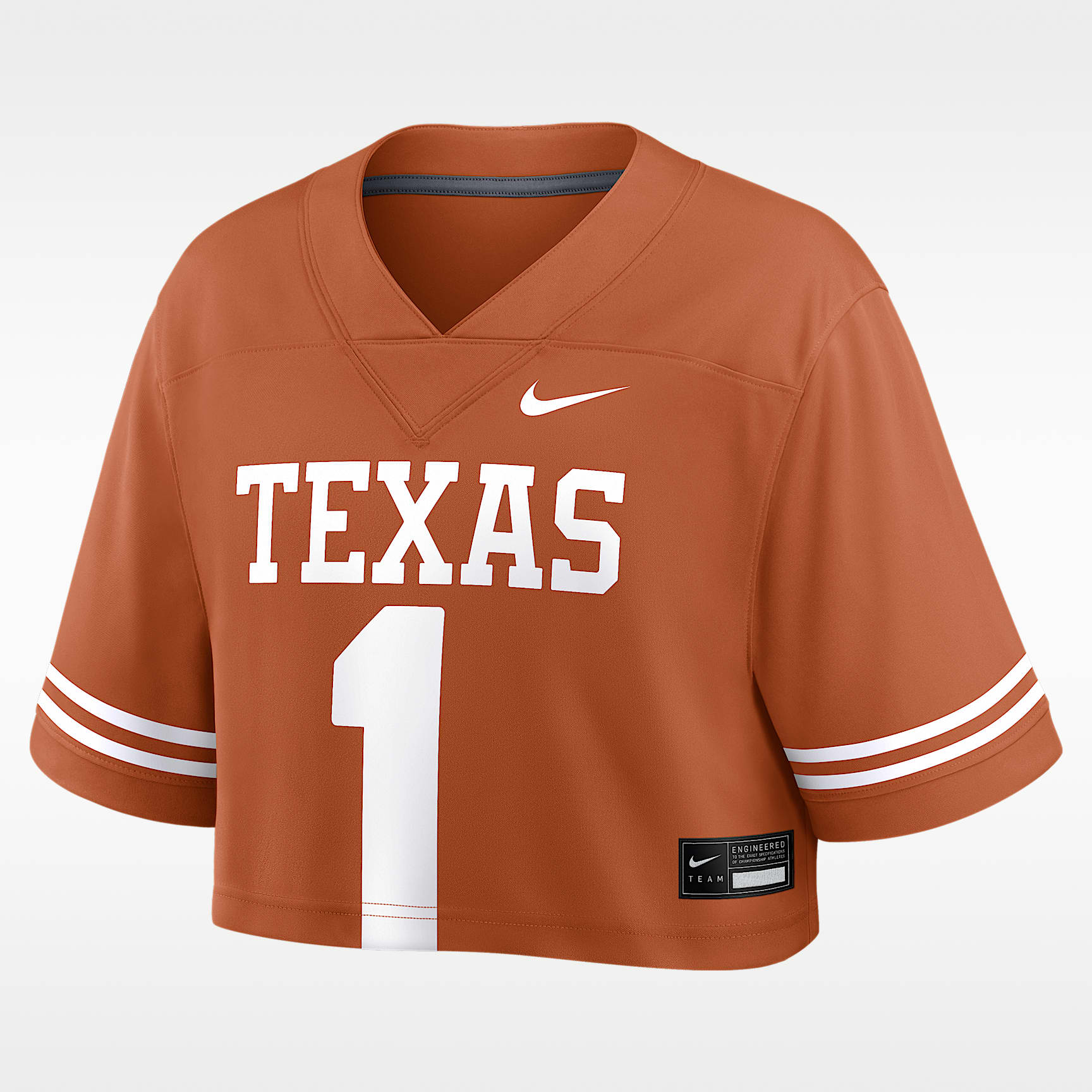 Jersey universitario Nike Dri-FIT Game cropped Texas para mujer