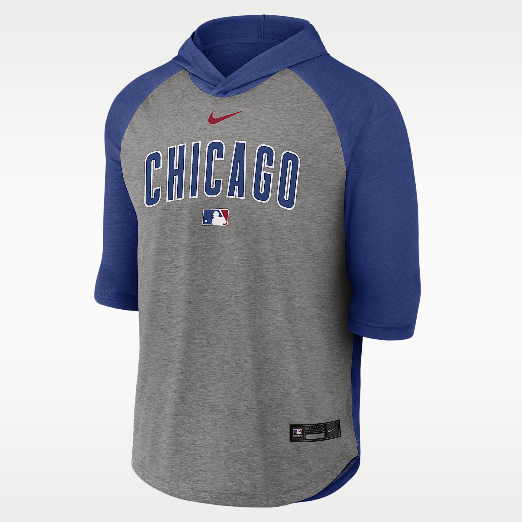 Playera de manga 3/4 con gorro Nike Dri-FIT Flux de la MLB para hombre de los Chicago Cubs, colección Authentic