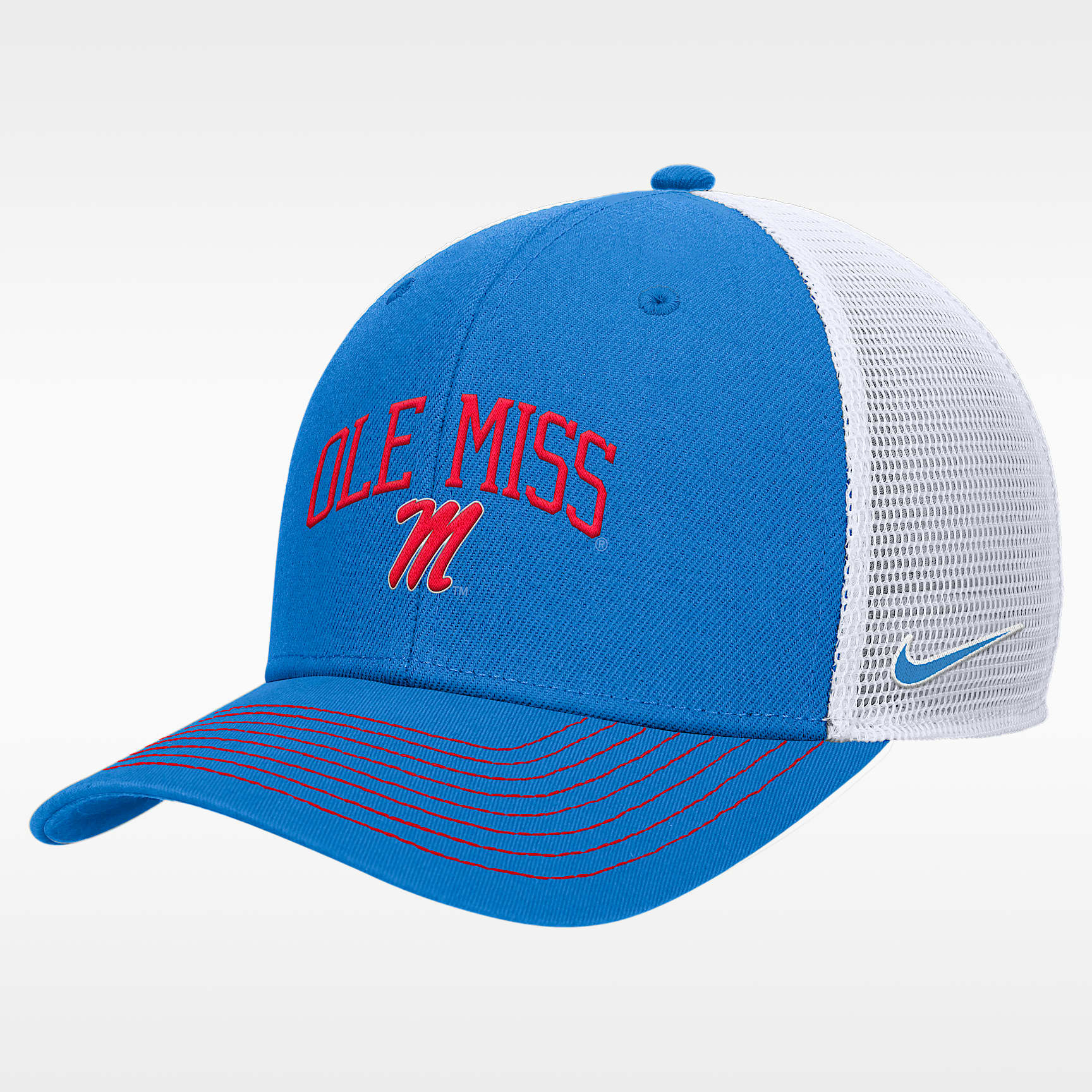 Gorra de rejilla universitaria Nike ajustable para hombre Ole Miss Rise