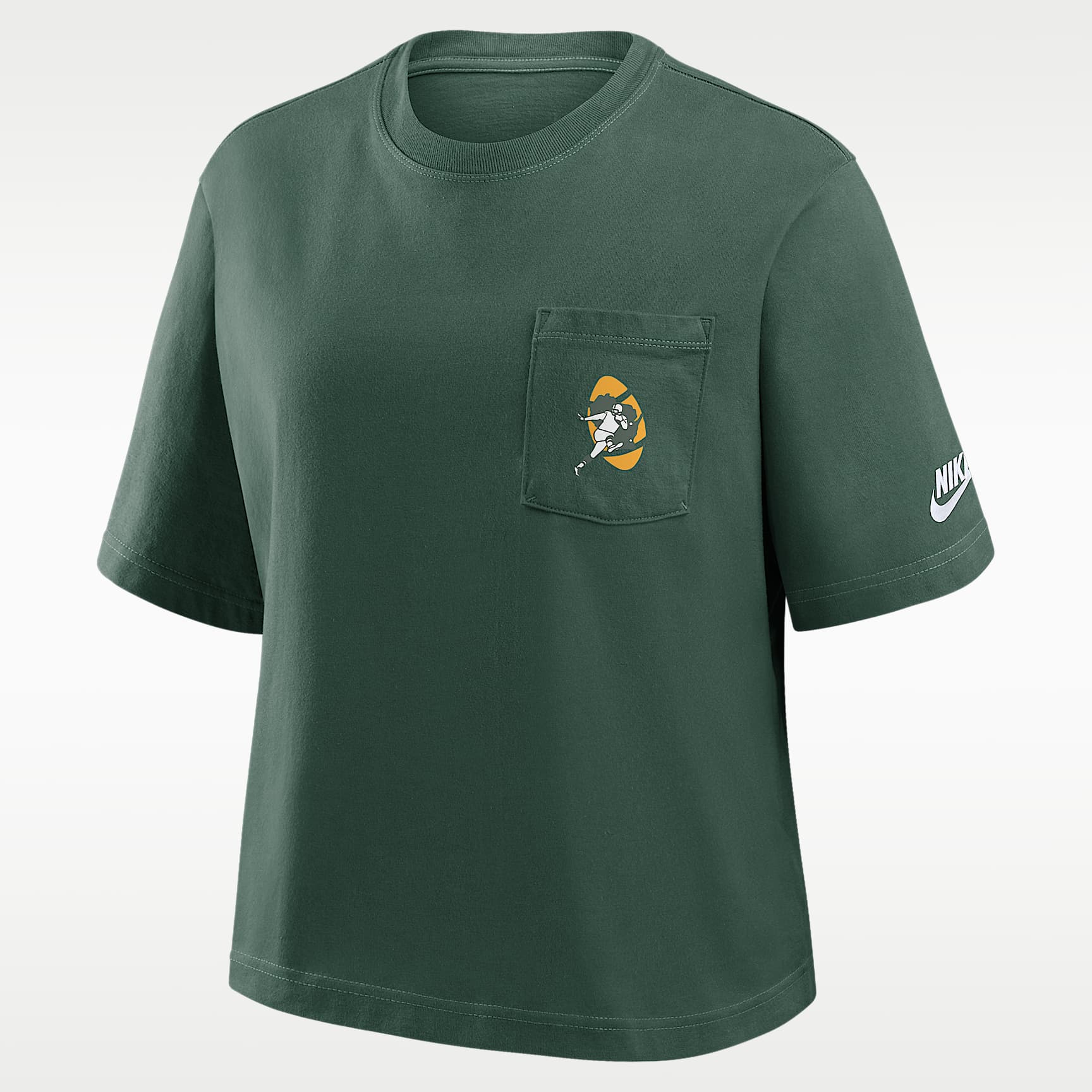 Green Bay Packers Rewind Pocket Boxy Women's Nike NFL T-Shirt