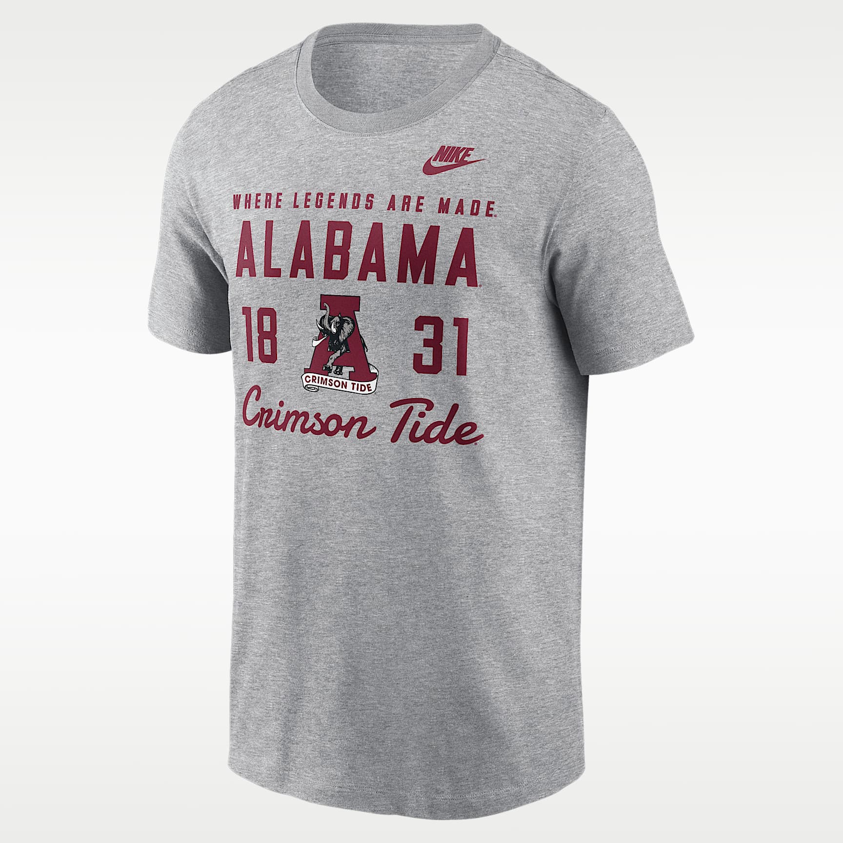 Playera universitaria Nike para hombre Alabama Legacy Stacked Est