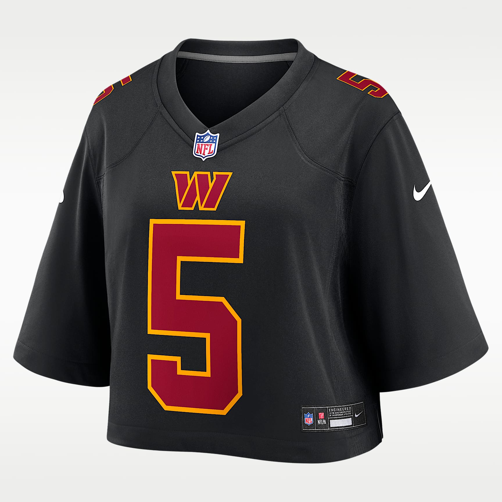 Jayden Daniels Washington Commanders Women's Nike NFL Cropped Tundra Game Jersey
