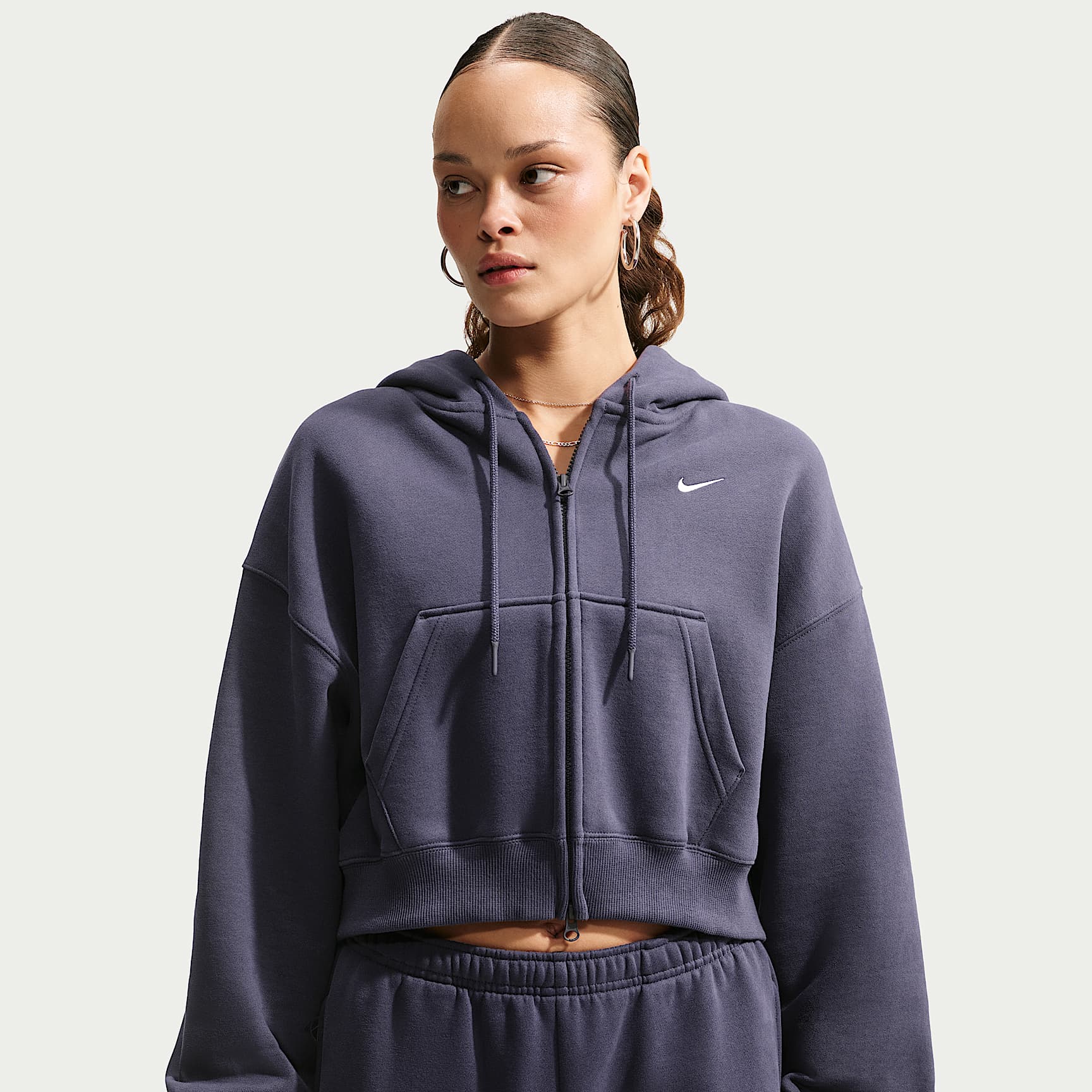 Nike Studio Fleece Medium Weight Women's Oversized Full-Zip Cropped Hoodie