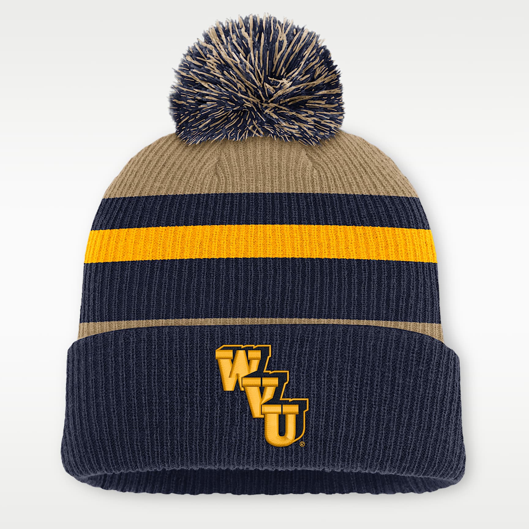 West Virginia Legacy Striped Men's Nike College Cuffed Pom Beanie