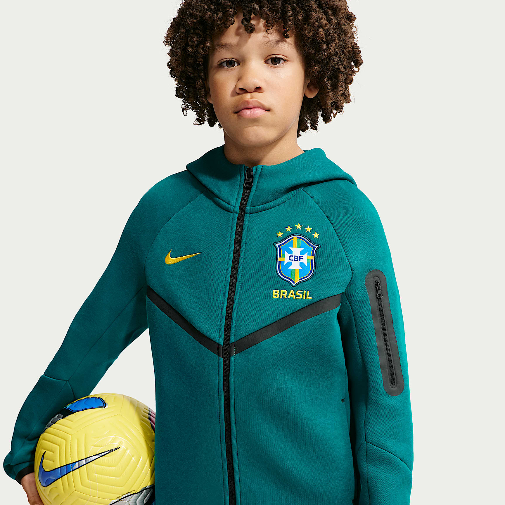 Brazil Tech Fleece Big Kids' (Boys') Nike Soccer Full-Zip Hoodie