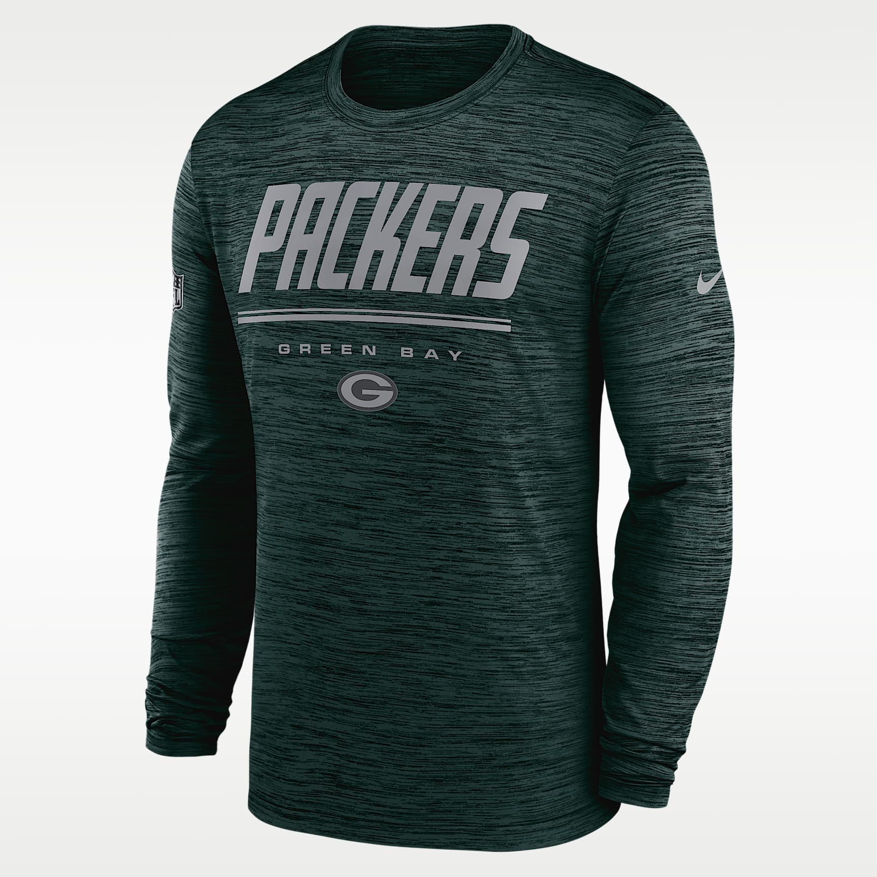 Playera de manga larga Nike Dri-FIT de la NFL para hombre Green Bay Packers Sideline Team Issue Velocity