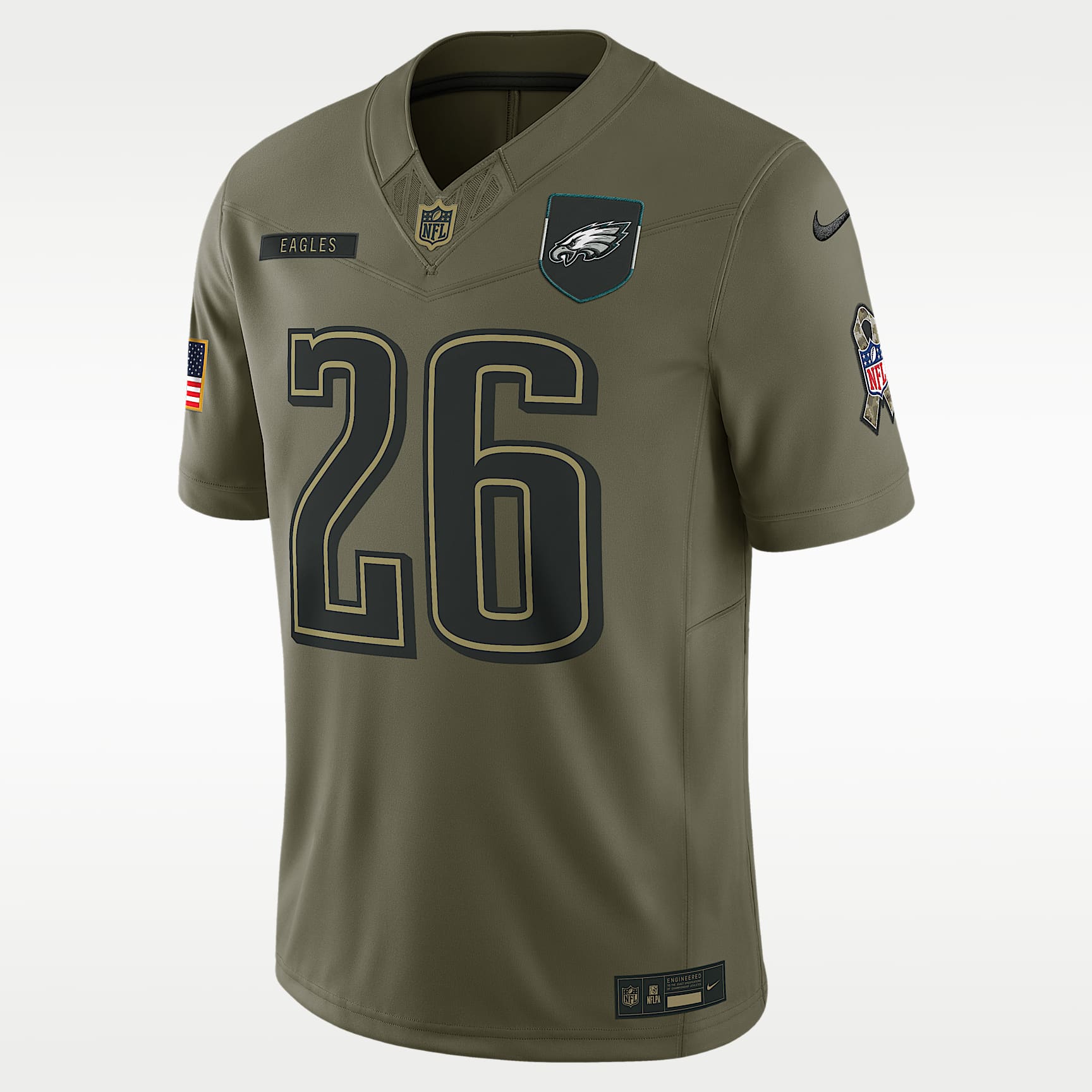 Jersey Nike Dri-FIT de la NFL Limited para hombre Saquon Barkley Philadelphia Eagles Salute to Service