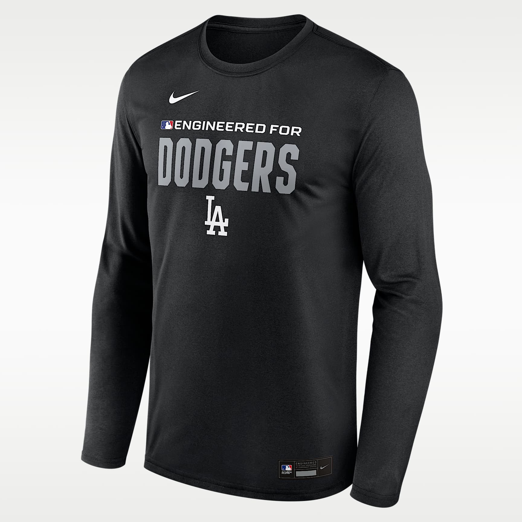 Playera de manga larga Nike Dri-FIT de la MLB para hombre Los Angeles Dodgers Authentic Collection Team Issue