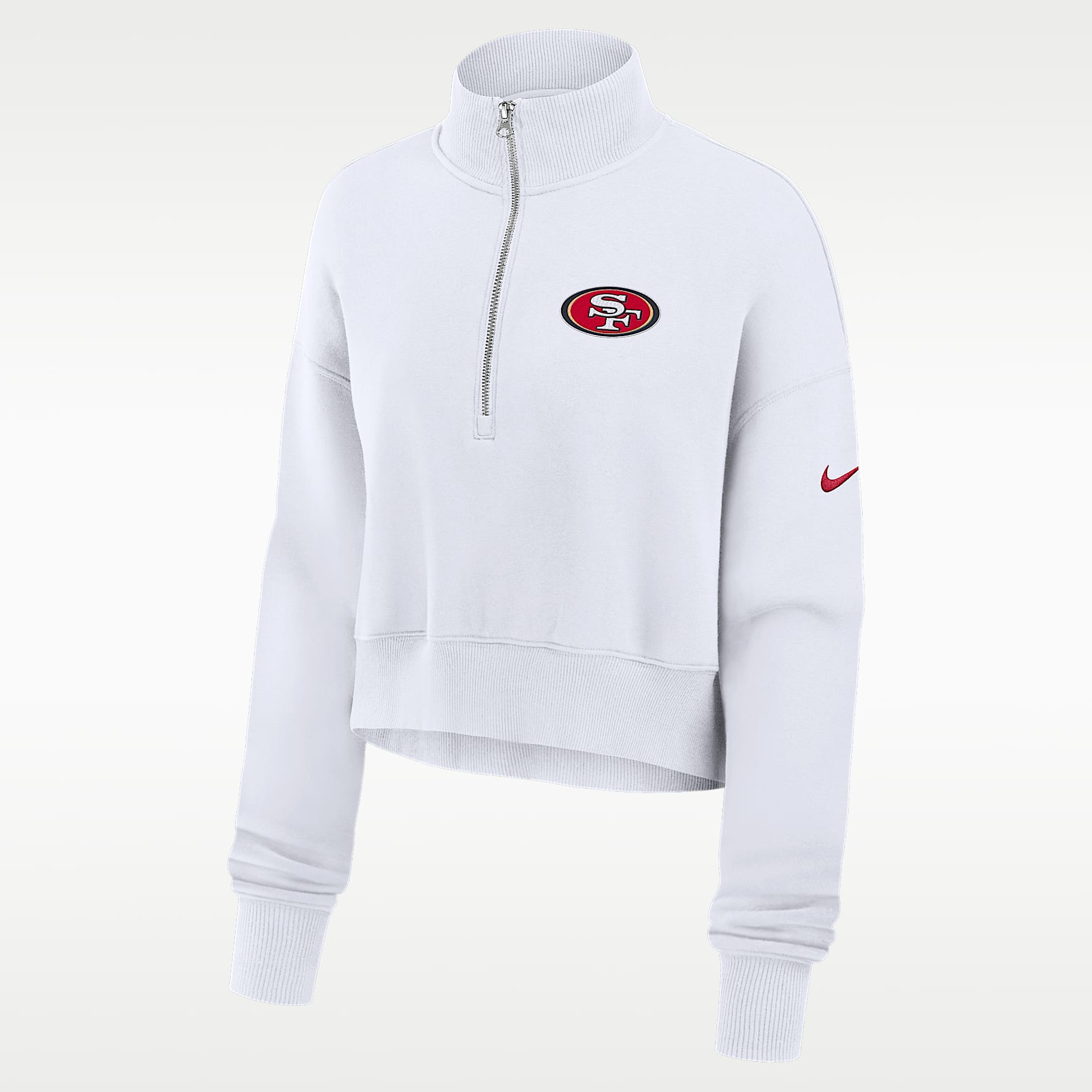 San Francisco 49ers Primetime Phoenix Women's Nike NFL Oversized Cropped 1/4-Zip Crew