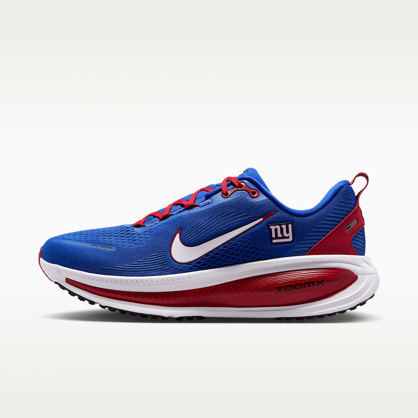 Tenis de correr en pavimento de la NFL para hombre Nike Vomero 18 (New York Giants)