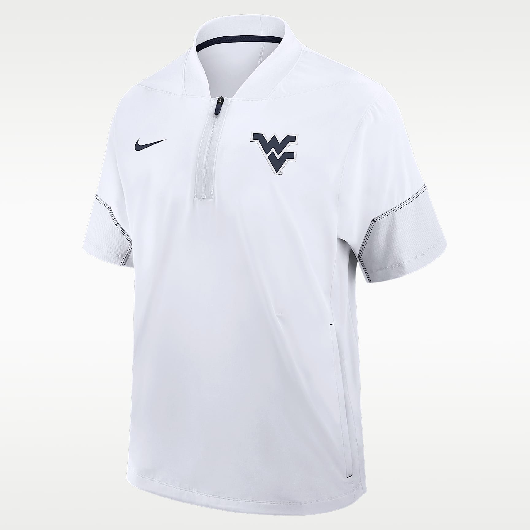 West Virginia Sideline Coach Men's Nike College 1/2-Zip Short-Sleeve Hooded Jacket