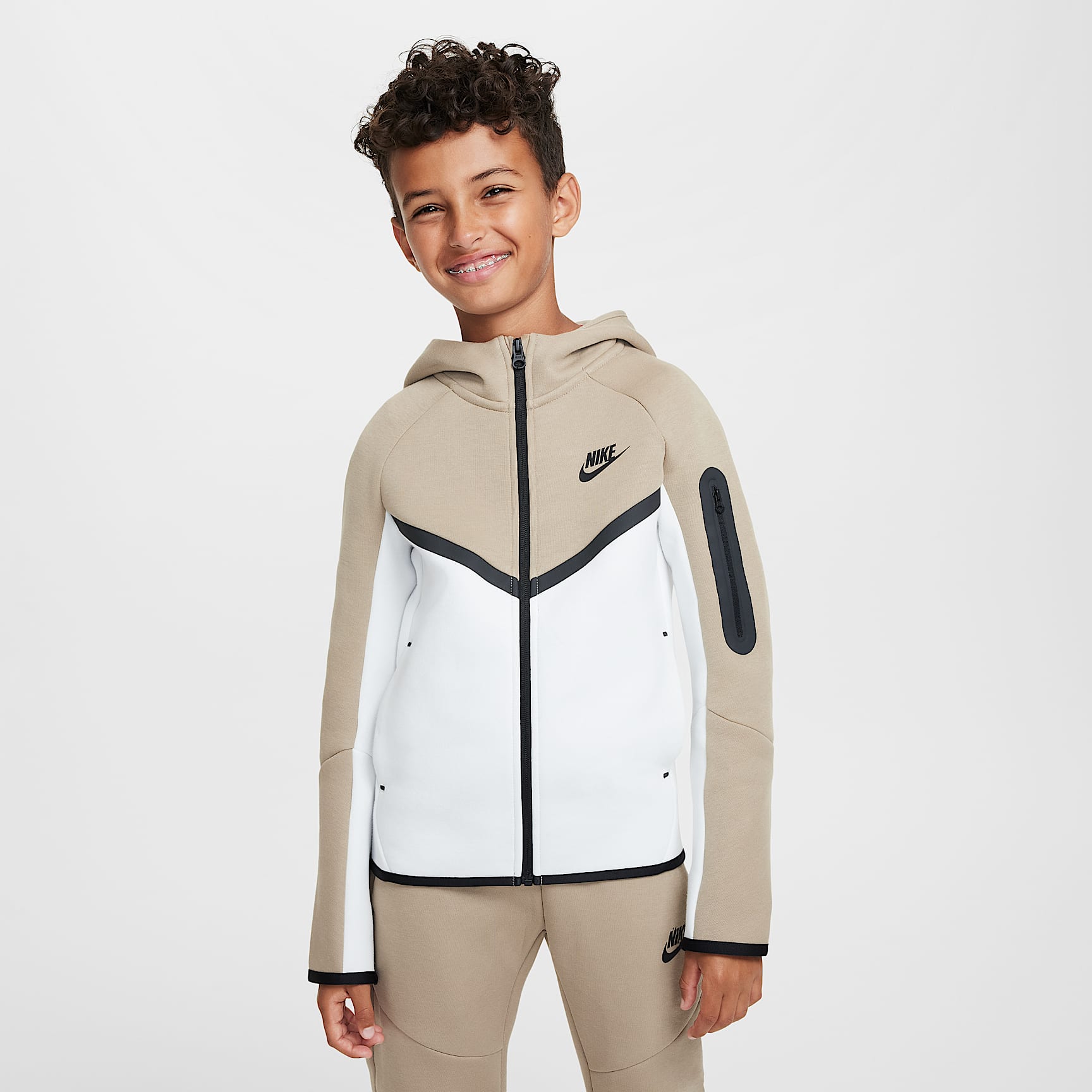 Sudadera con gorro con cierre completo para niños grandes Nike Sportswear Tech Fleece
