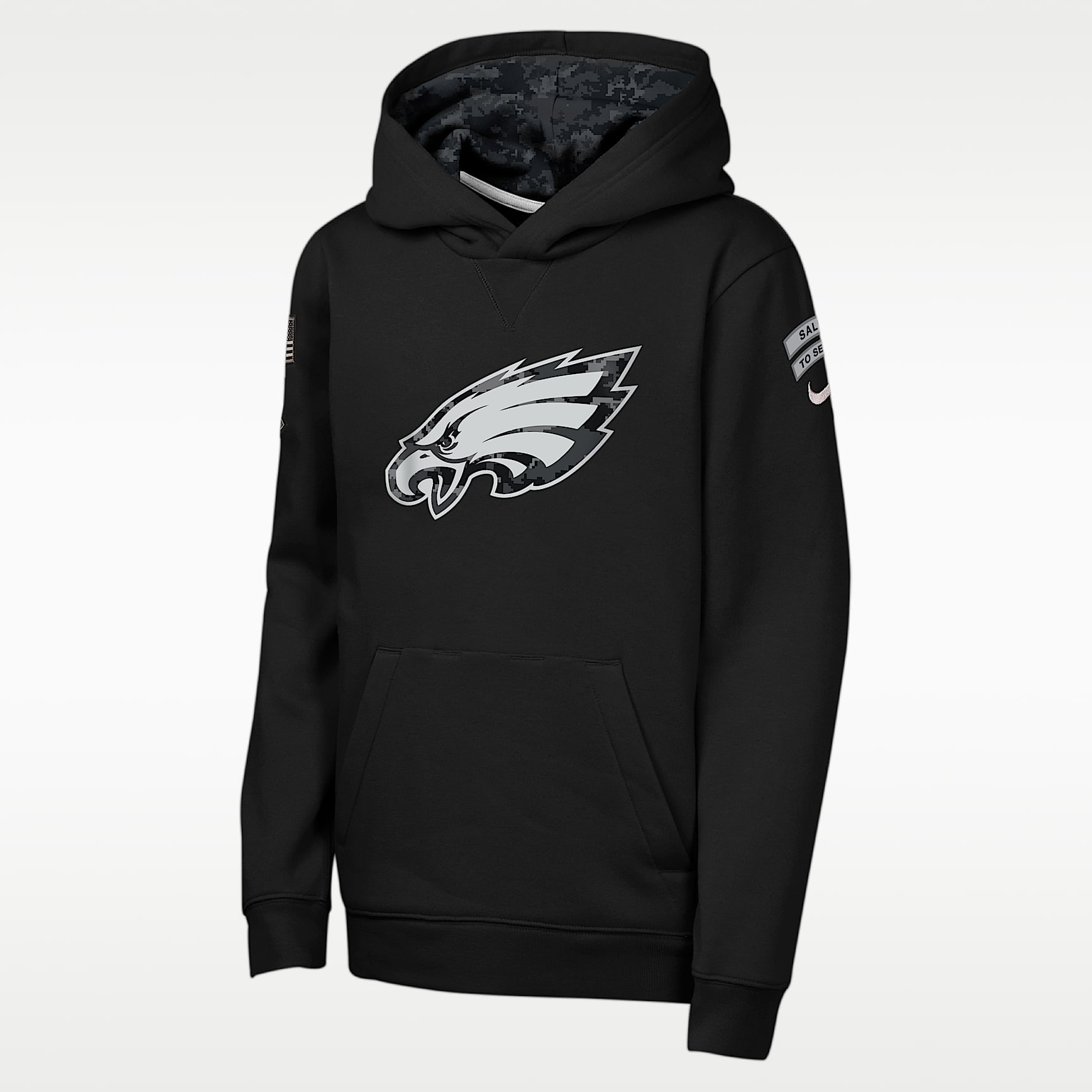 Sudadera con gorro sin cierre Nike de la NFL para niños talla grande Philadelphia Eagles Salute to Service Sideline Club