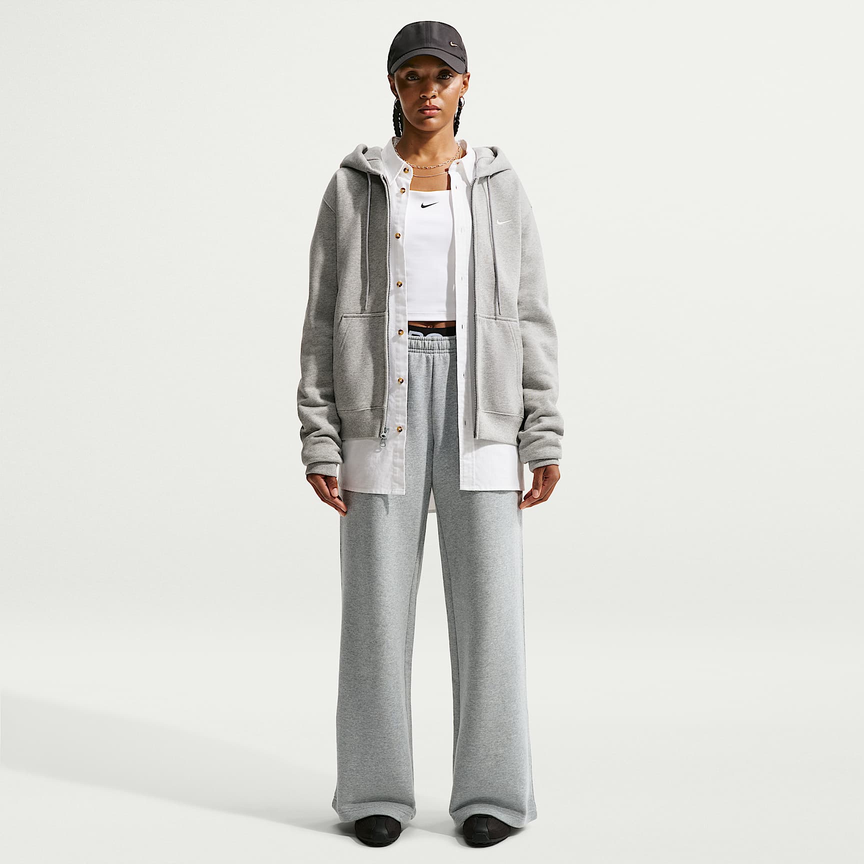 Nike Studio Fleece Medium Weight Women's Mid-Rise Wide-Leg Trousers