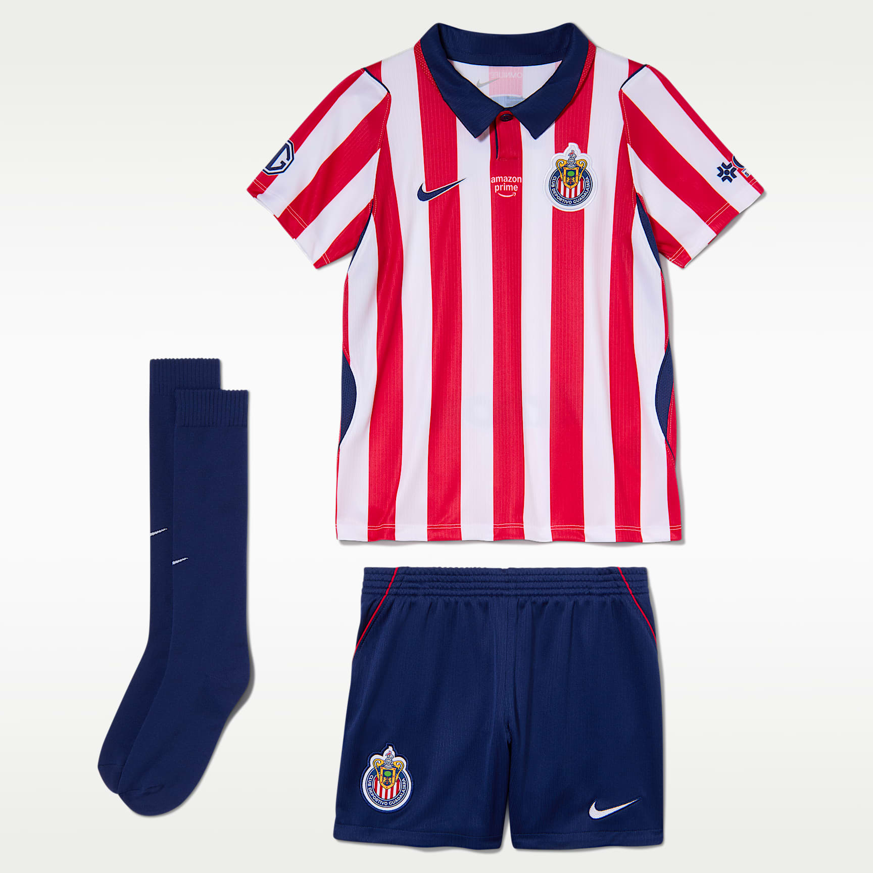 C.D. Guadalajara 2026/27 Stadium Home Little Kids' Nike Soccer Replica 3-Piece Kit