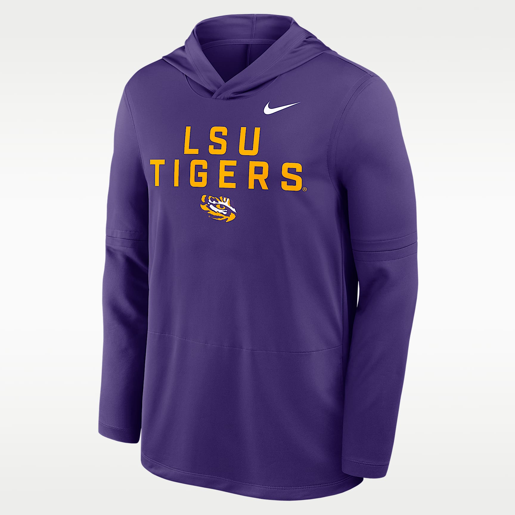 Playera de manga larga universitaria Nike Dri-FIT con gorro para hombre LSU Sideline