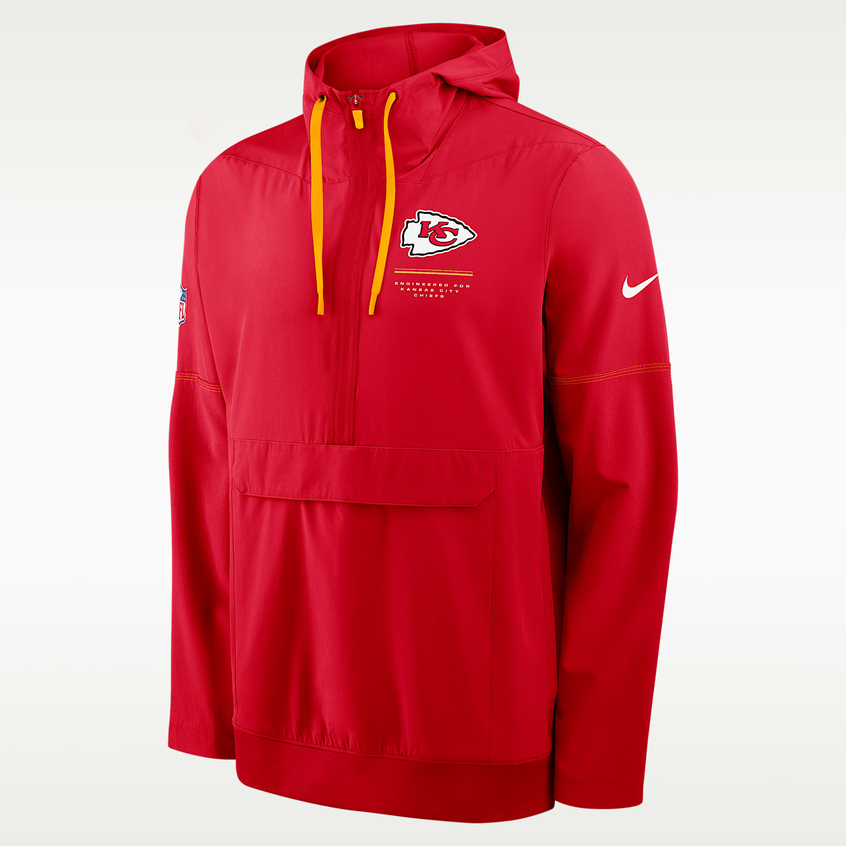 Chamarra Nike de la NFL de medio cierre con gorro para hombre Kansas City Chiefs Sideline Anorak