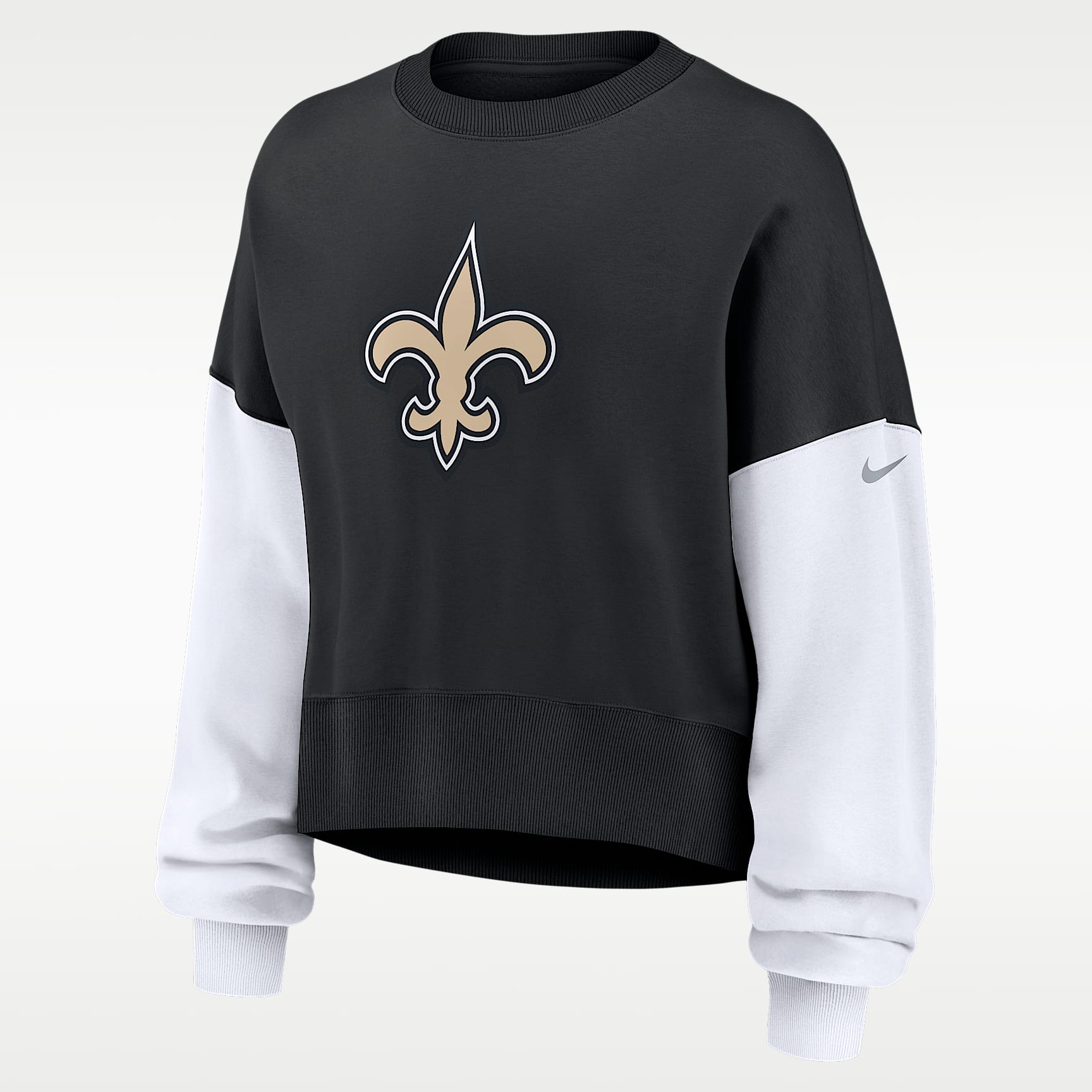 Sudadera de cuello redondo sin cierre de la NFL Nike para mujer New Orleans Saints