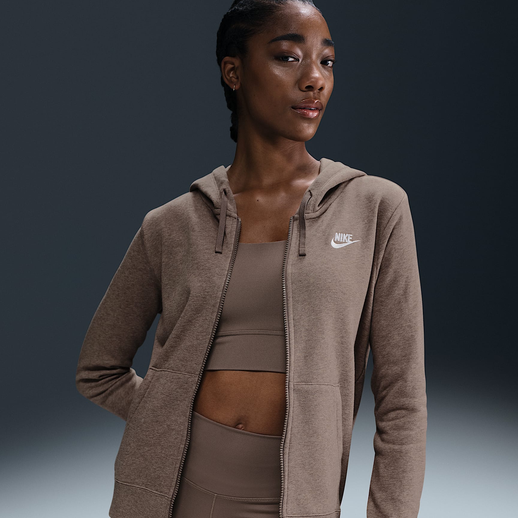 Sudadera con gorro de cierre completo para mujer Nike Sportswear Club Fleece