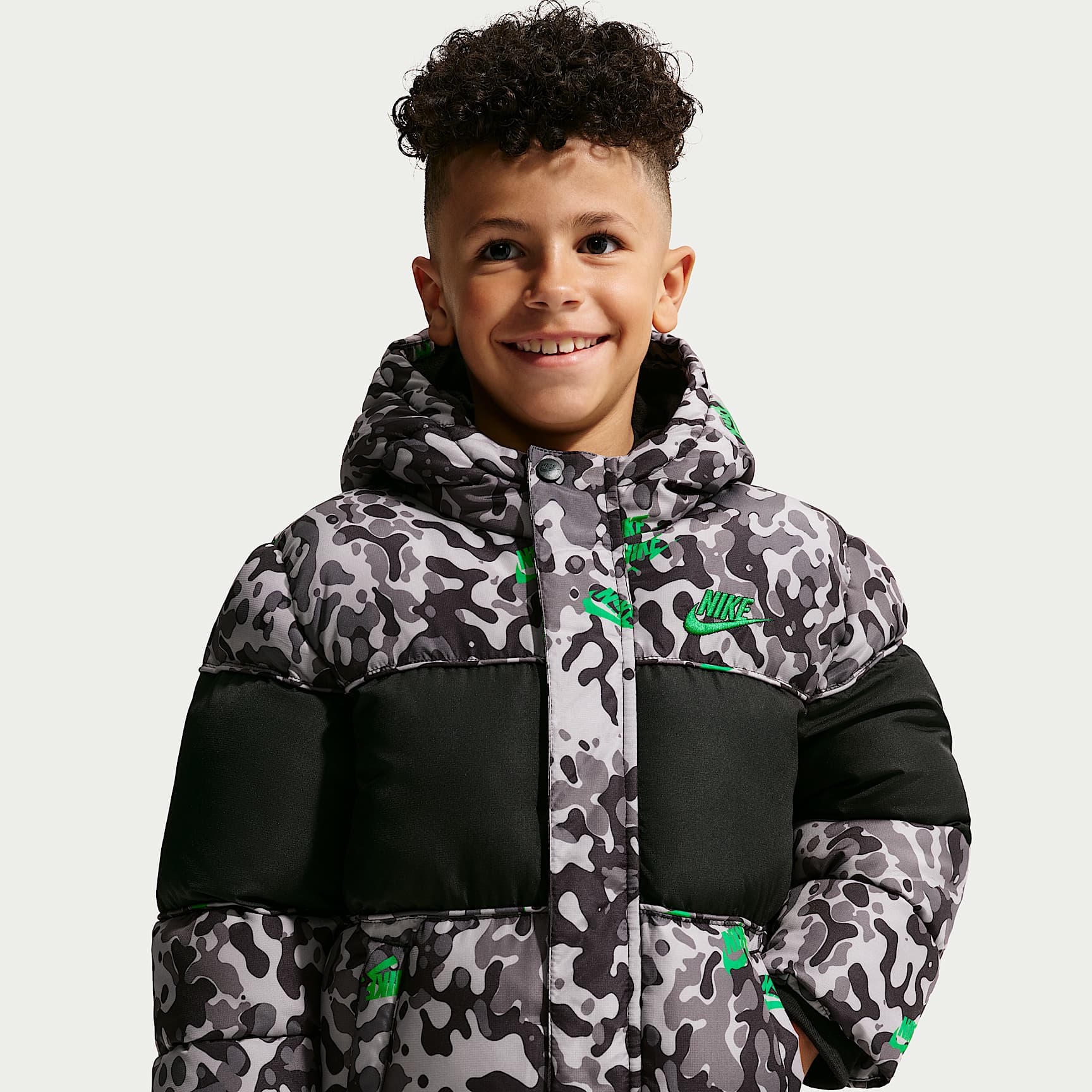 Nike Younger Kids' Jacquard Logo Mixed Media Puffer Jacket