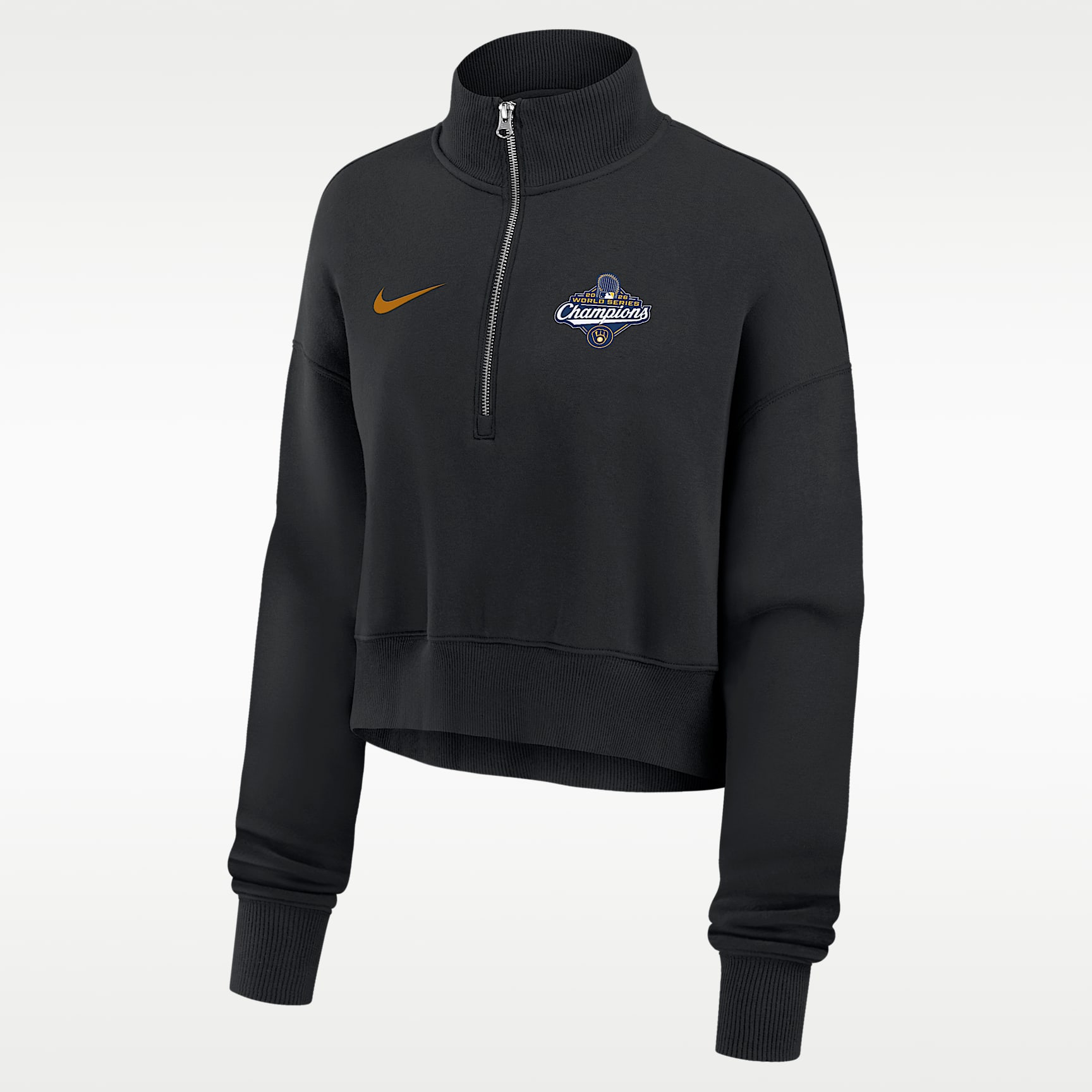 Milwaukee Brewers 2026 World Series Champions Phoenix Women's Nike MLB Oversized Cropped 1/4-Zip Crew
